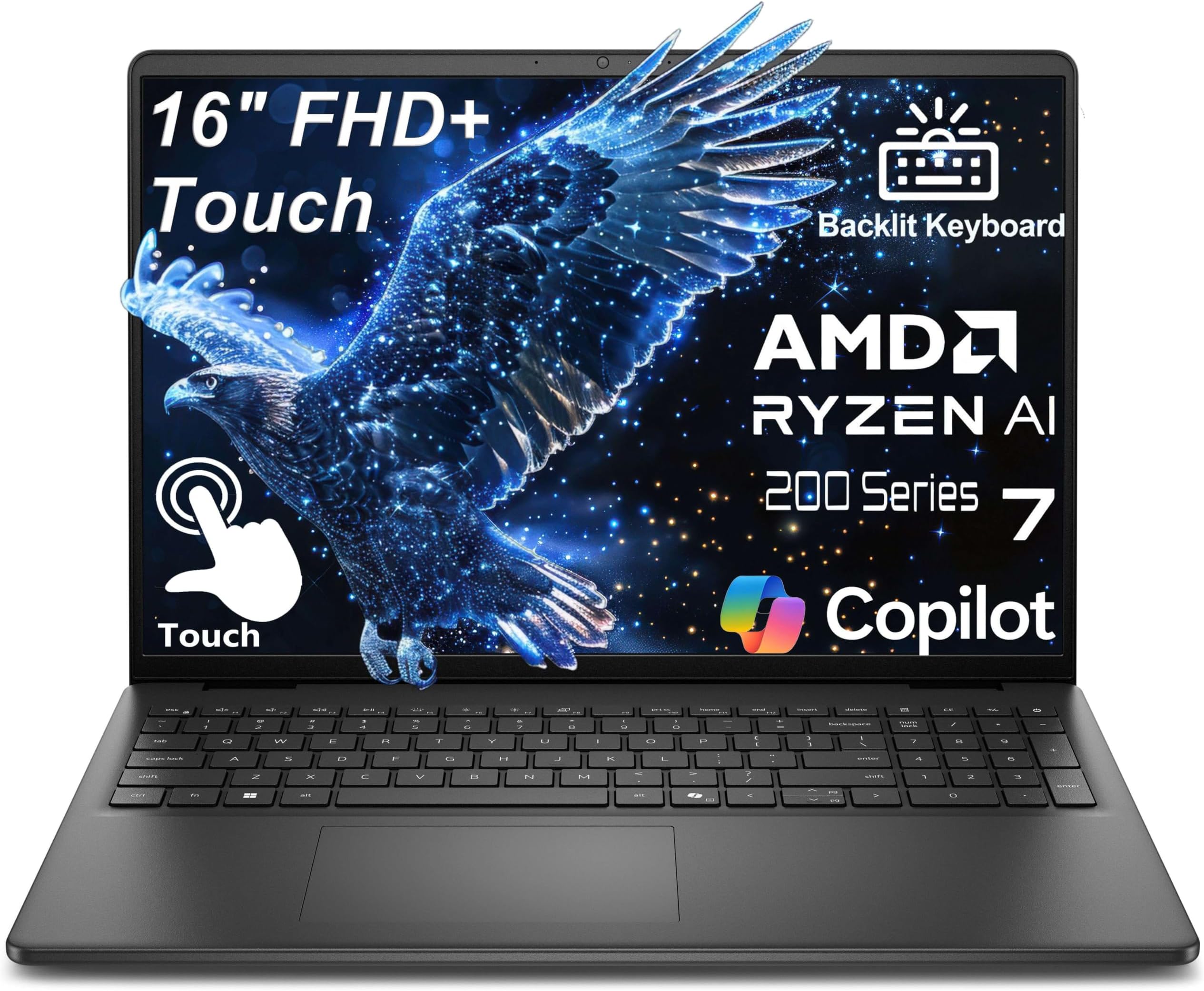 Dell 16" Touchscreen Laptop 2026, AMD Ryzen 7 170, 32GB DDR5, 1TB SSD