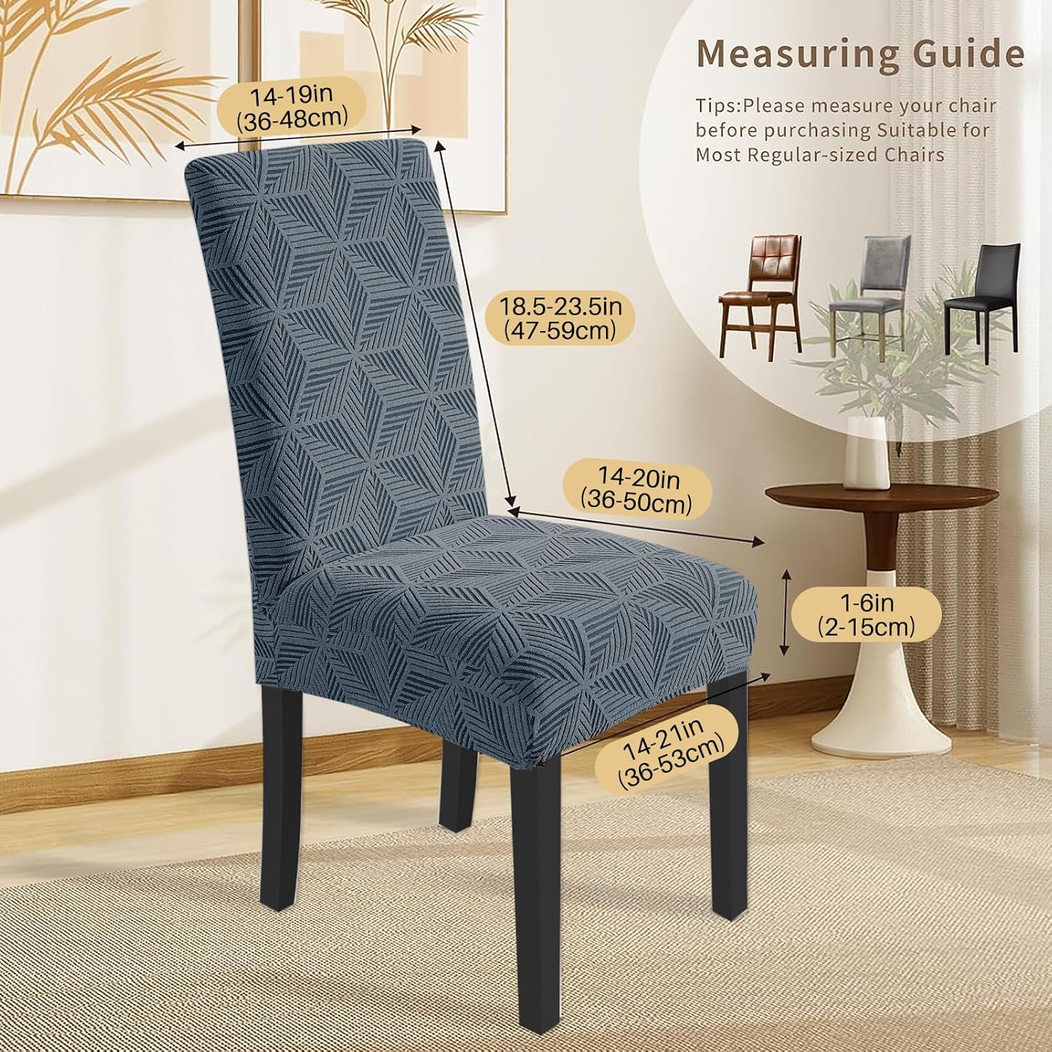 YEMYHOM Dining Chair Covers Set of 6, Stretch Dining Room Parsons Chair Slipcover, Removable Washable Furniture Protector for Home, Kitchen, Banquet (Dark Gray)