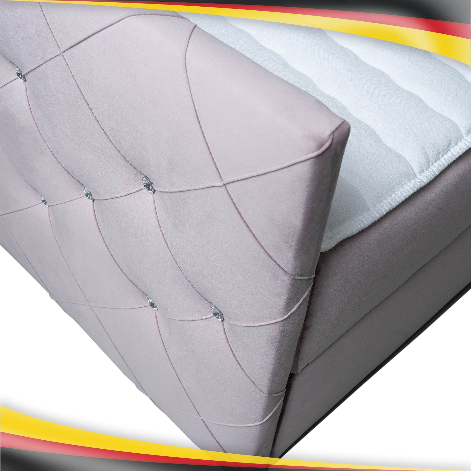 Lit à Sommier Tapissier MONAKO - Lit Avec Matelas Bonell, Avec Coffre Pour Linge De Lit Et Sur-matelas - Tête De Lit Rembourrée Et Pied Décorées D'une élégante Couette (gris Foncé, 180