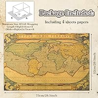 Vista 2 de Mapa del mundo retro antiguo antiguo único mapa del mundo de vela papel kraft marrón plegado plano 4 hojas 16 pies cuadrados ttl para bibliotecas