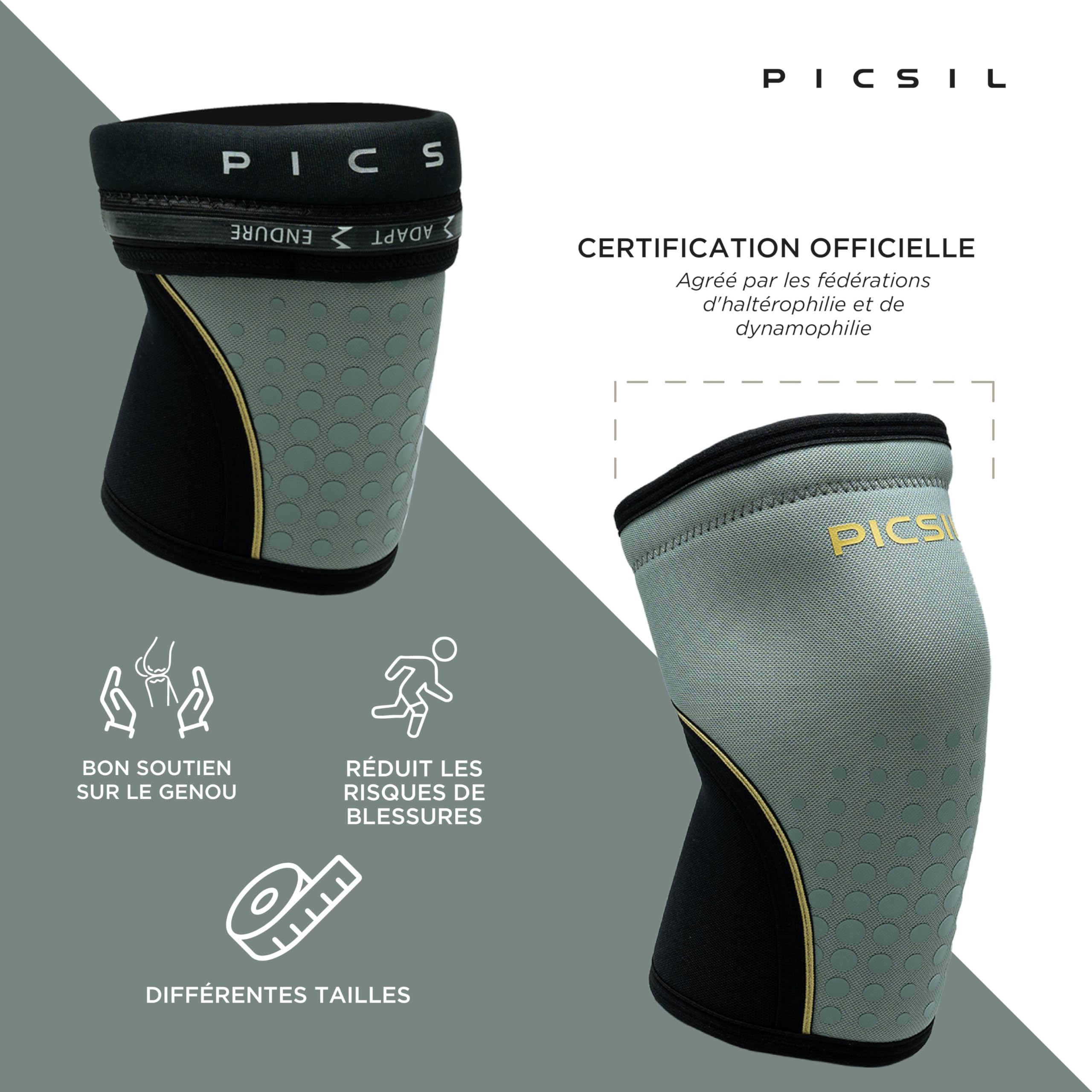 PICSIL Genouillères Rigides Néoprène 10mm Crosstraining Powerlifting Haltérophilie Unisexe