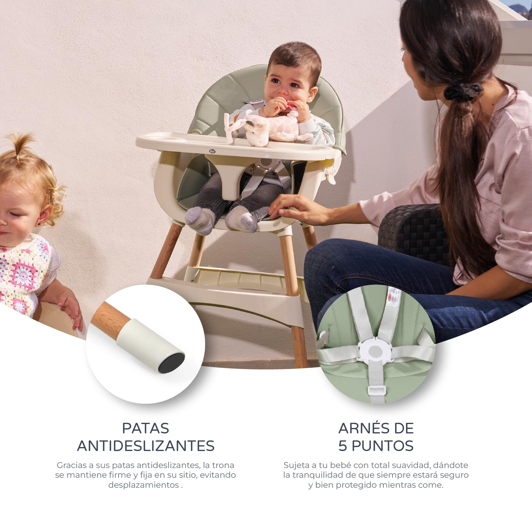 MS BabyWorld – MIKA – Trona para Bebé 2 en 1 | Convertible Silla| Asiento Acolchado | Doble bandeja