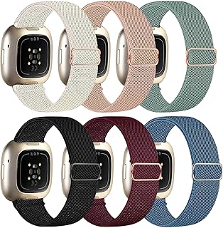 Chinber Bands Compatible with Fitbit Sense Bands/Fitbit Versa 3 Bands/Fitbit Versa 4 Bands/Fitbit Sense 2 Bands for Women Men, Soft Adjustable Nylon Sport Band for Fitbit Sense/Versa 3/Versa 4/Sense