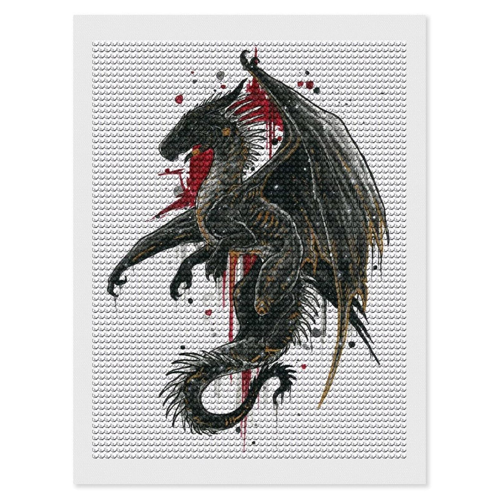 Junmoney Fafnir Diamond Painting Set 12"x16", Modern Decor, for Beginners, Printed Canvas, Thoughtful Handmade Gift, with Tool Kit