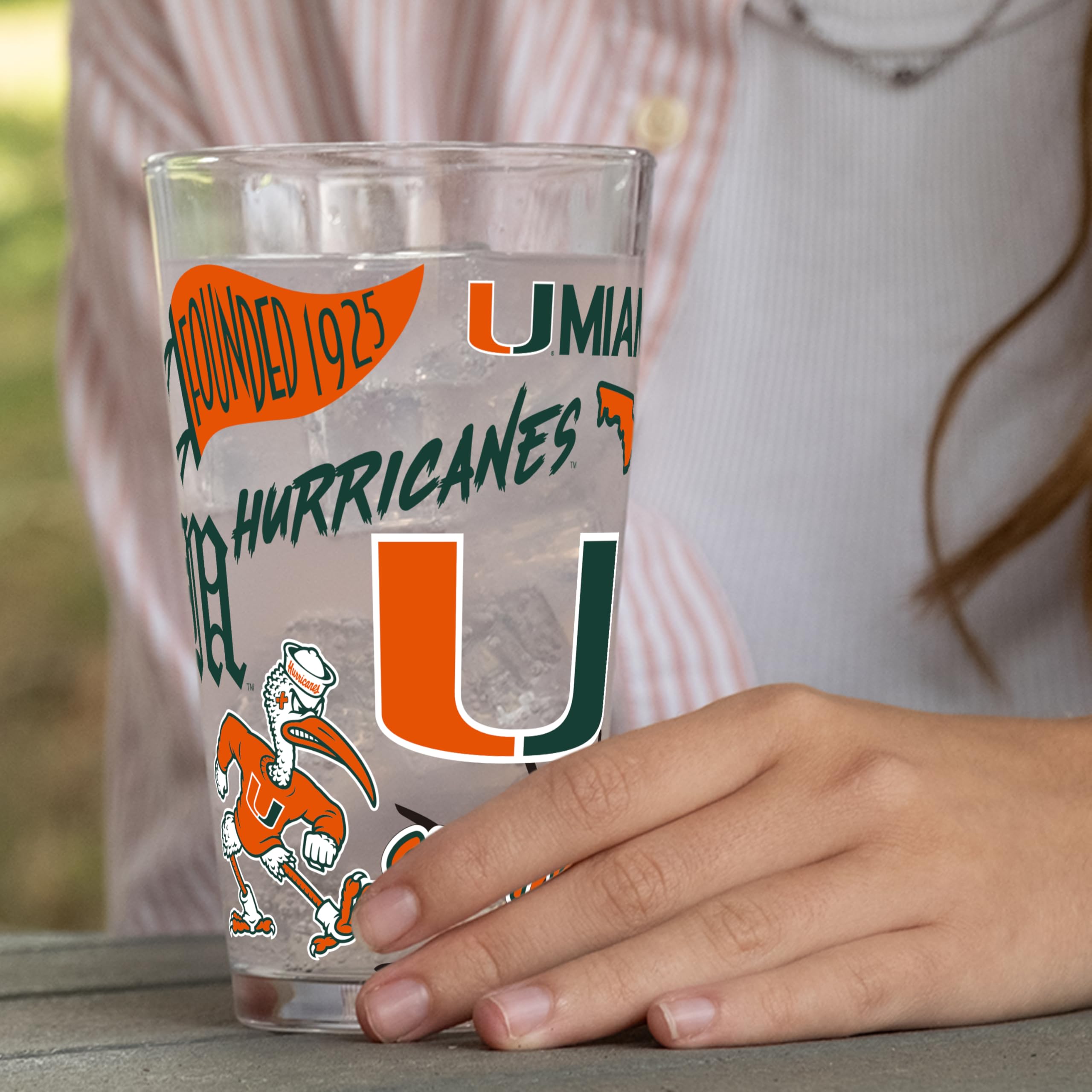 Miami Hurricanes Pint Glass - NCAA Champion Design -5