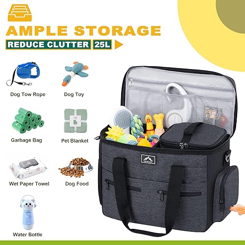 Miniatura 3 de Kit de bolsa de viaje para perros para suministros, bolsa de viaje grande para mascotas para perros, práctica funda de equipaje, viajes nocturnos y