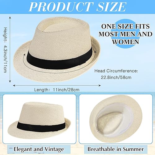 Miniatura 2 de Hicarer Sombreros de paja a granel, sombreros de sol para playa, pastel de cerdo, sombrero de ala ancha, sombrero tejido para hombres y mujeres,