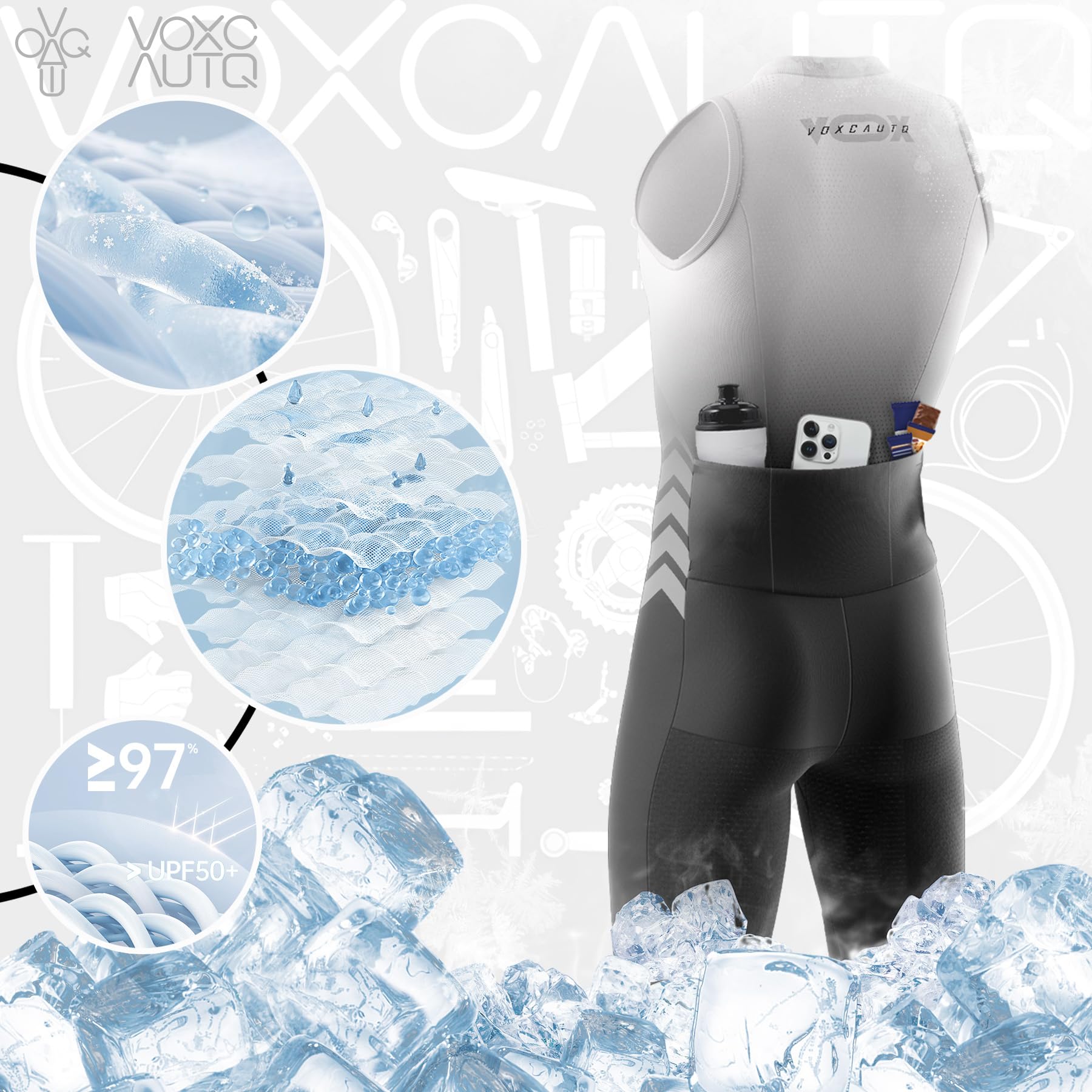 Combinaison Triathlon Homme Sans Manches, Tissu Lycra Respirant Utilisé pour Natation, Cyclisme & Course à Pied | Capable d'Évacuer l'Humidité