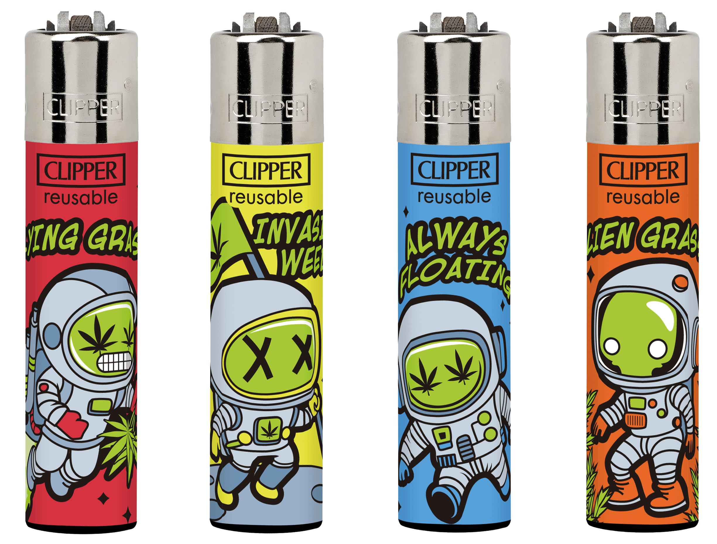 4 X CLIPPER LIGHTERS (ASTRO WEED 2)