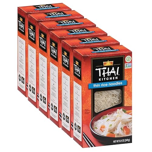 Thai Kitchen Fideos de arroz finos sin gluten 88 onzas paquete de 6