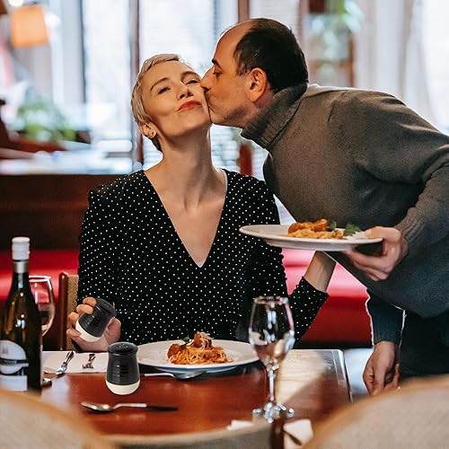 Miniatura 2 de Hasense Juego de salero y pimentero, coctelera de cerámica para cocina, contenedor de sal de retazos de color, perfecto para cocinar, comedor,