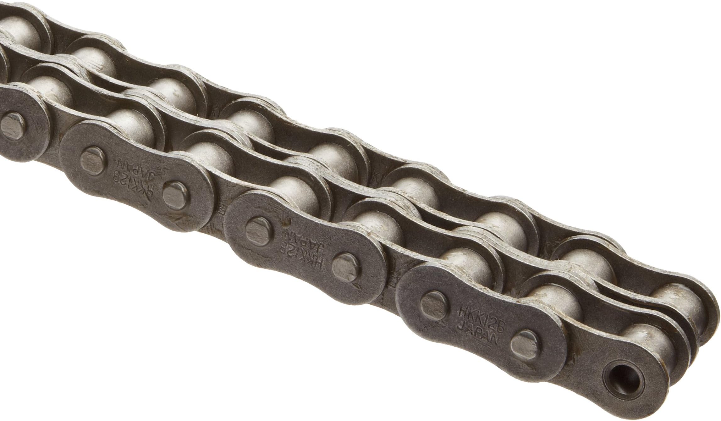 HKK BS06BR2AB ISO 06B Double Strand British Standard Chain, Riveted, 3/8" Pitch, 0.250" Roller Diameter, 0.225" Roller Width, 20 Foot Length