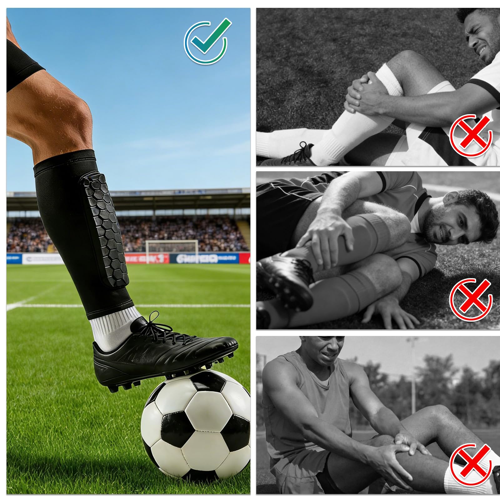 1 Paio Parastinchi Calcio, Antiscivolo e Traspiranti con Cuscinetti a Nido d’Ape Antiurto, Parastinchi Calcio per Ragazzi e Adulti, Bambini, Calcio e Sport Outdoor