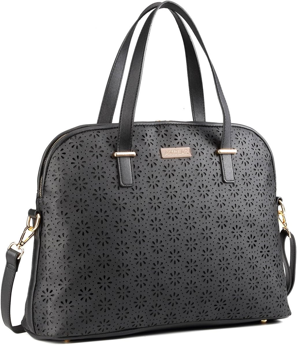 Laptop Bag for Women- Leather Tote Shoulder Bag Purse Handbag- Laser Cut