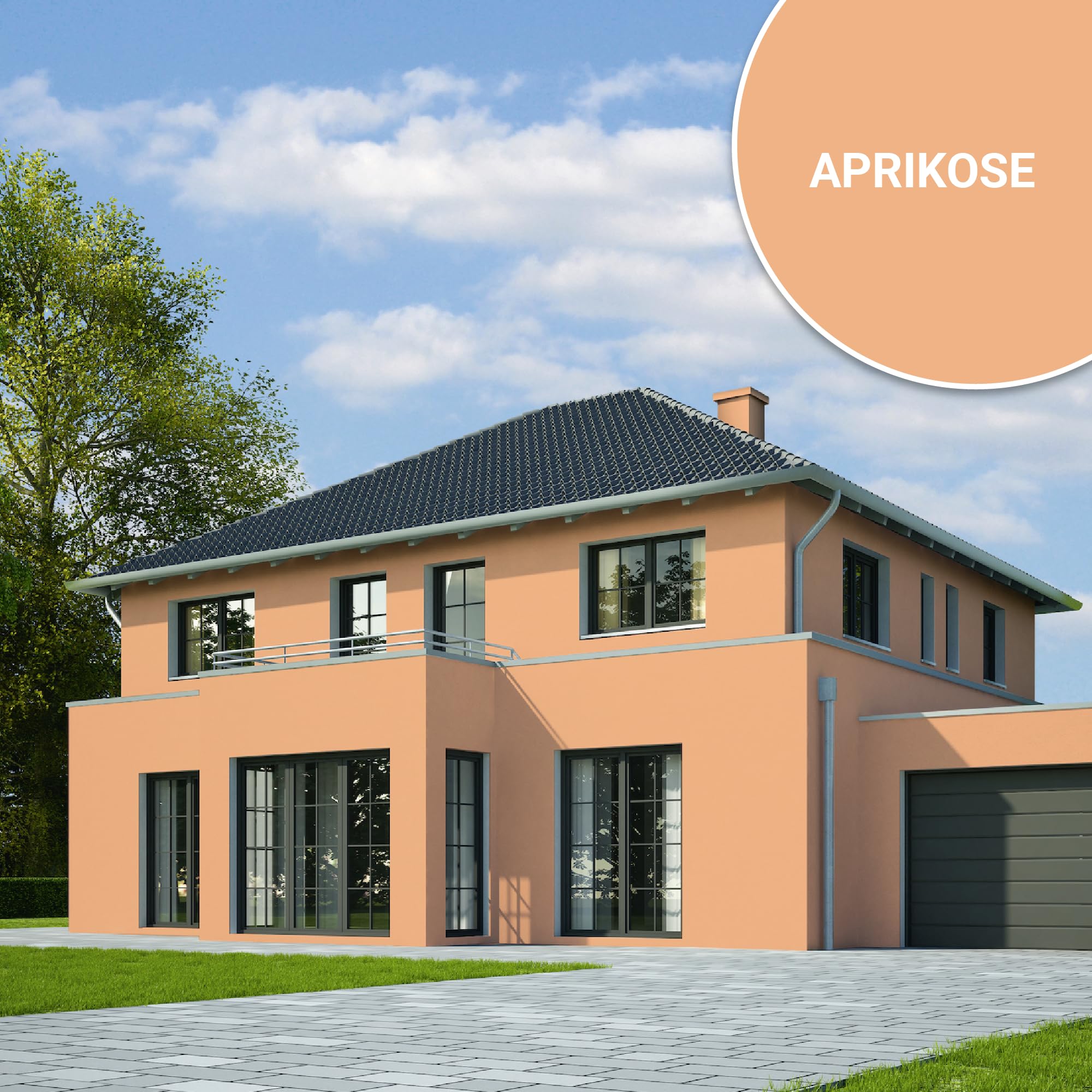 derendo Silikonharz Fassadenfarbe Terracotta ULTRA Wetterschutz Aprikose 5 l aussen Fassade Silikonharzfarbe mit Abperleffekt Lotus Blatt Fassadenschutz Schmutzabweisende Silikonharzbeschichtung