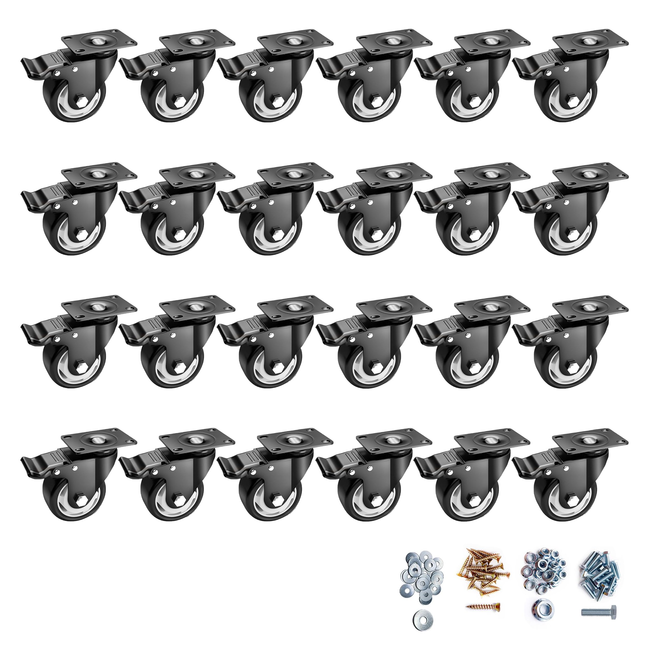 Heavy Duty Caster Wheels with Brake - Set of 4 -8