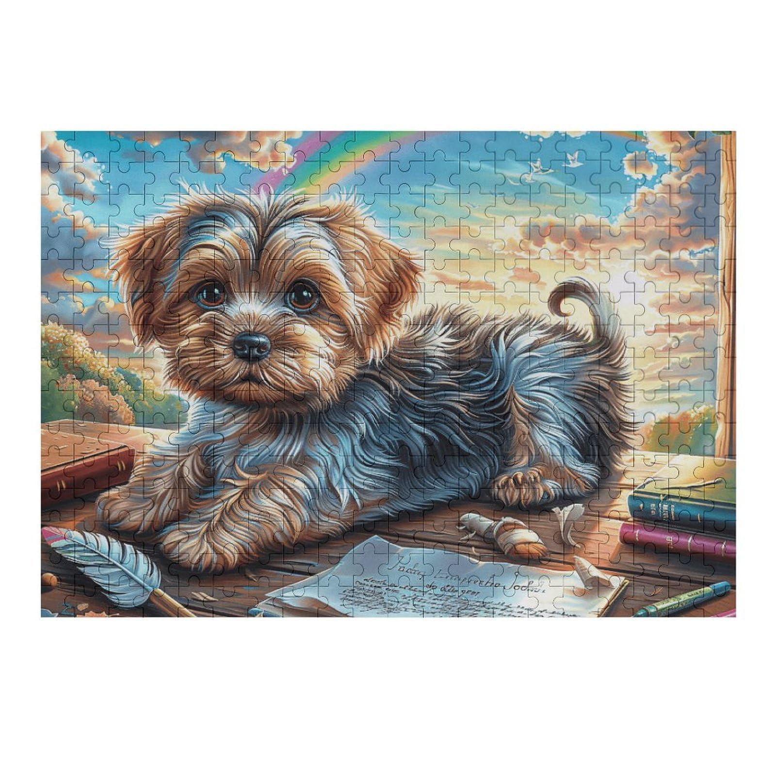 Sofa Cute Yorkshire Terrier 300 Piece Jigsaw Puzzle for Adults Teens Mental Workout Stress Reduction Vibrant Artwork Idea 300 PCS