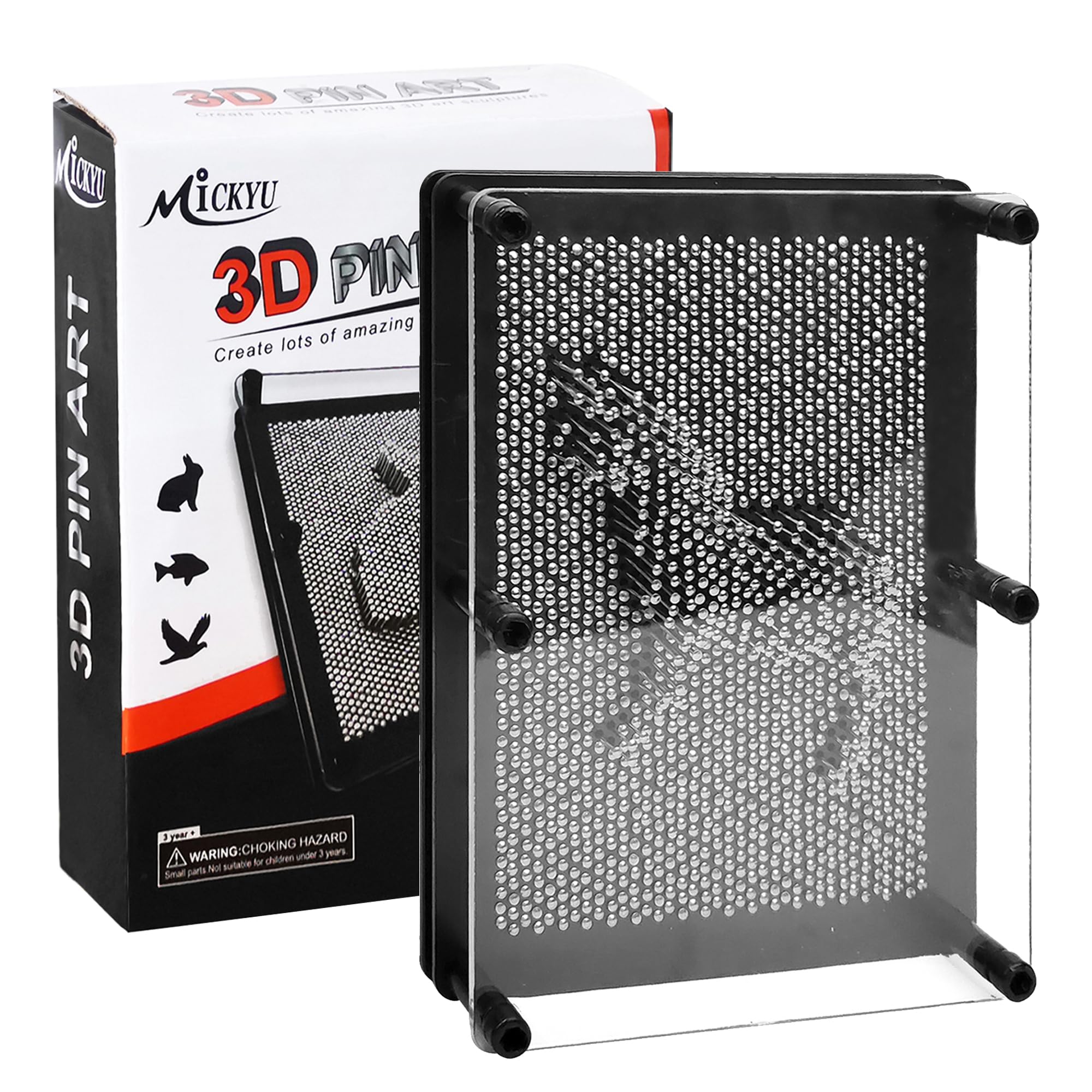 MICKYU Metal 3D Pin Art Board 6x8 - Premium Fidget Sensory Toy for Autism, ADHD & Stress Relief - Creative Gift for Kids & Adults