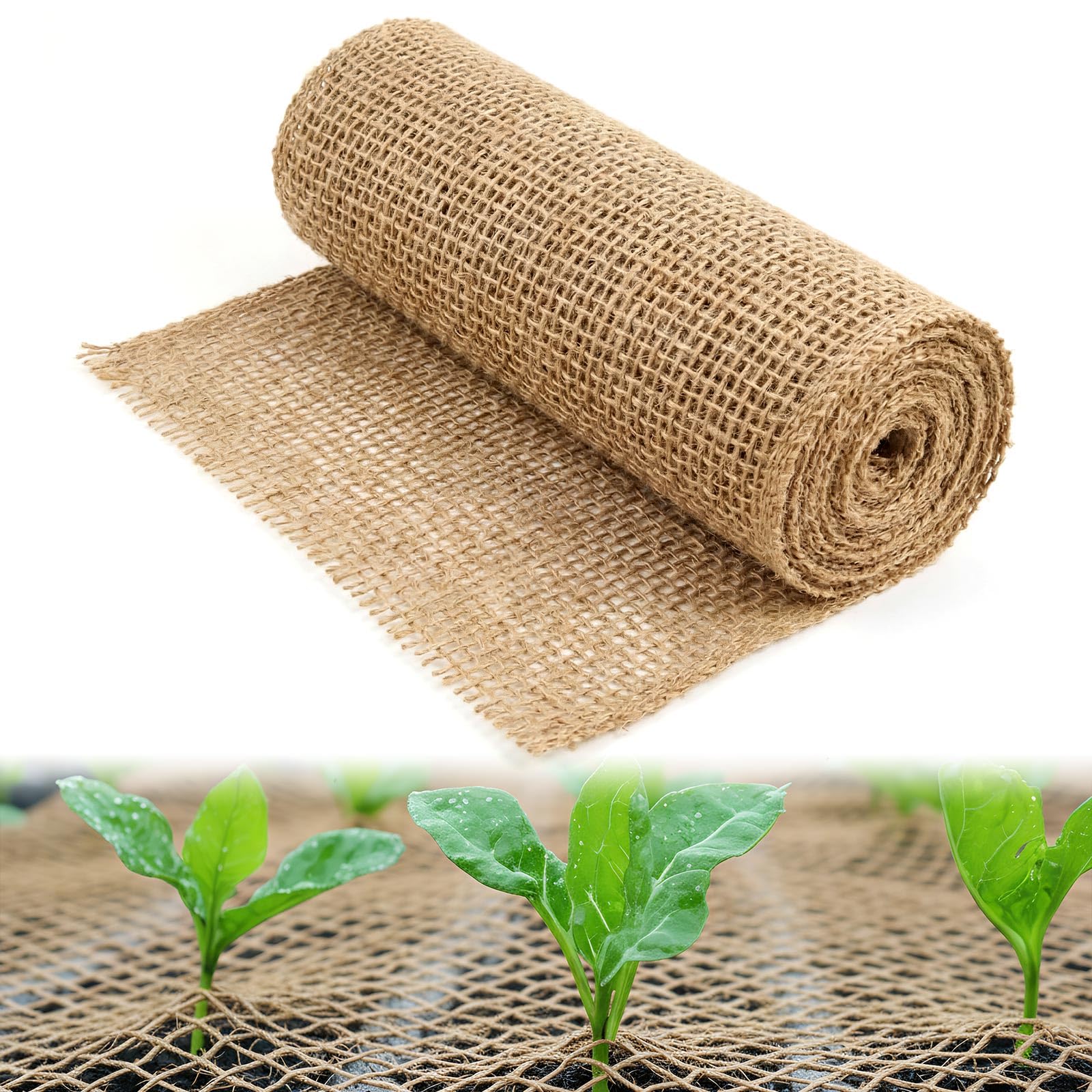 GliCraft 15 ft Long Jute Erosion Control Blanket, Mesh Straw Blanket for Saving Soil 40" x 5 Yard - 50 Sq. Ft. Coverage, Garden and Landscape Cover, Mulch, Slope Stabilizer, Seed Protector