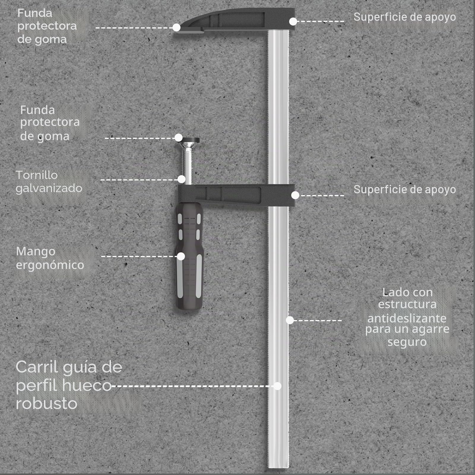 Juego de Sargento de Barra, 4pcs 350mm Sargentos Carpintero, Sargentos para madera, Sargentos de apriete Set para Carpintería de Potencia 270 KG
