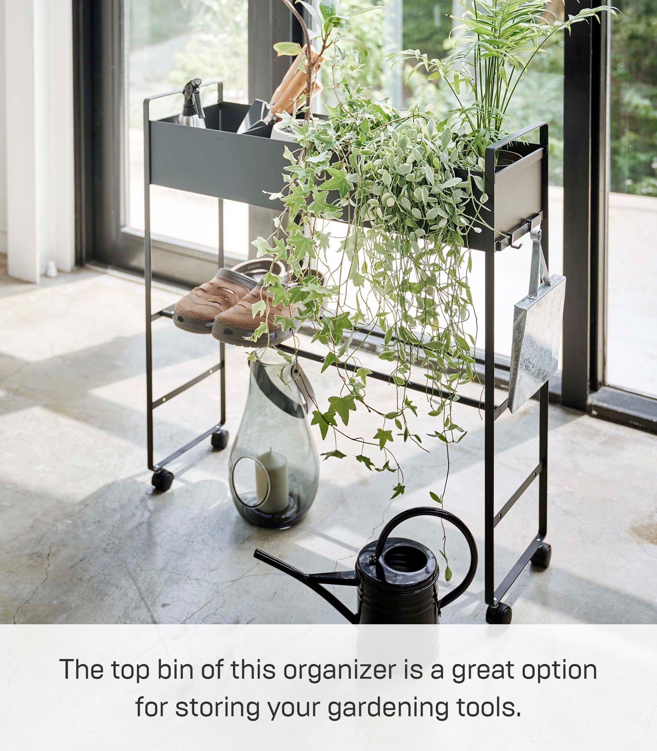 Amazon｜山崎実業(Yamazaki) キャスター付き 玄関収納 ラック ブラック