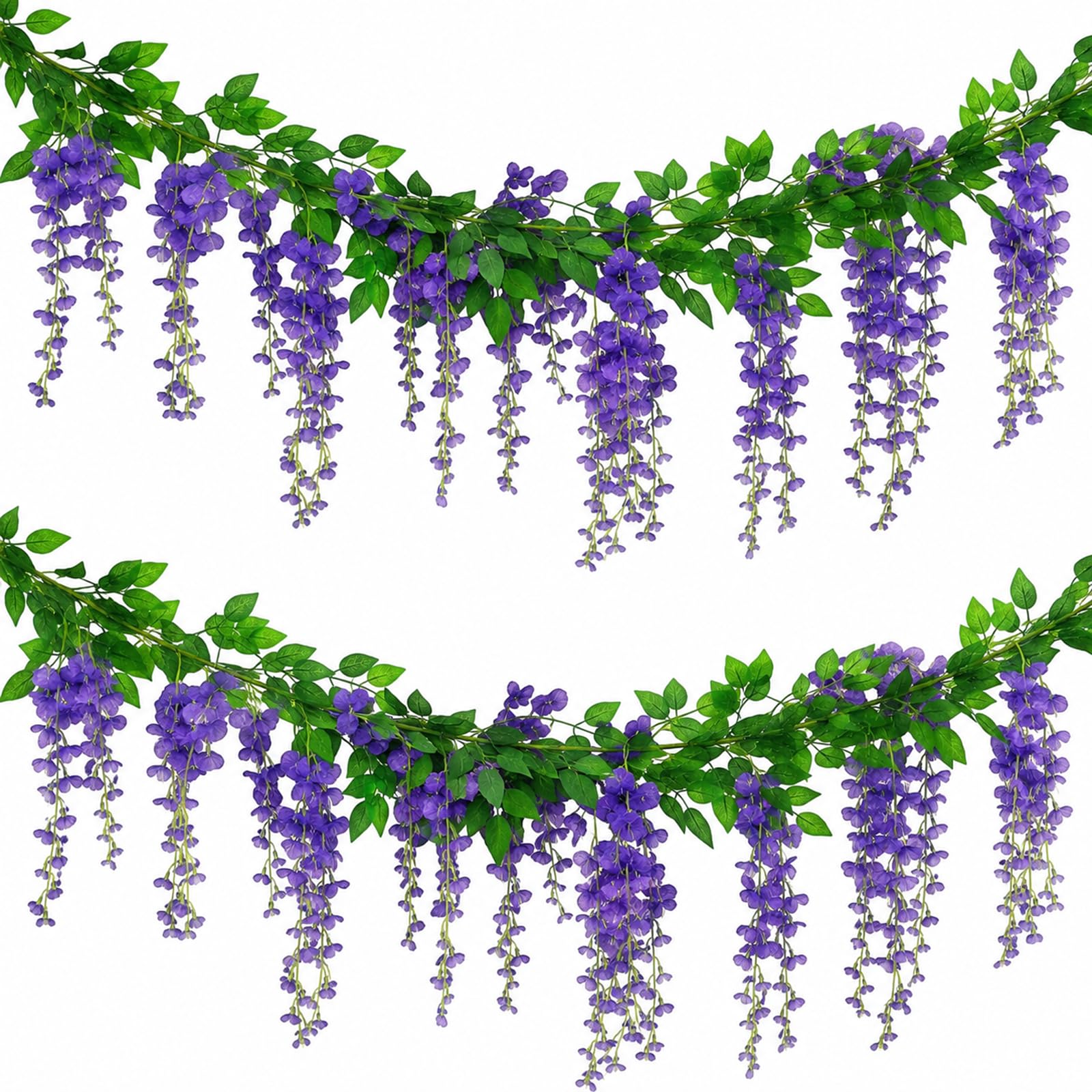 Charismau Wisteria Garland Lilac Flower Garland Decoration, 4X7ft/ 2.1M Artificial Wisteria Vine Garland Plants, Wisteria Artificial Flowers For Wedding, Party, Garden, Home, Bedroom Decoration(Lilac)