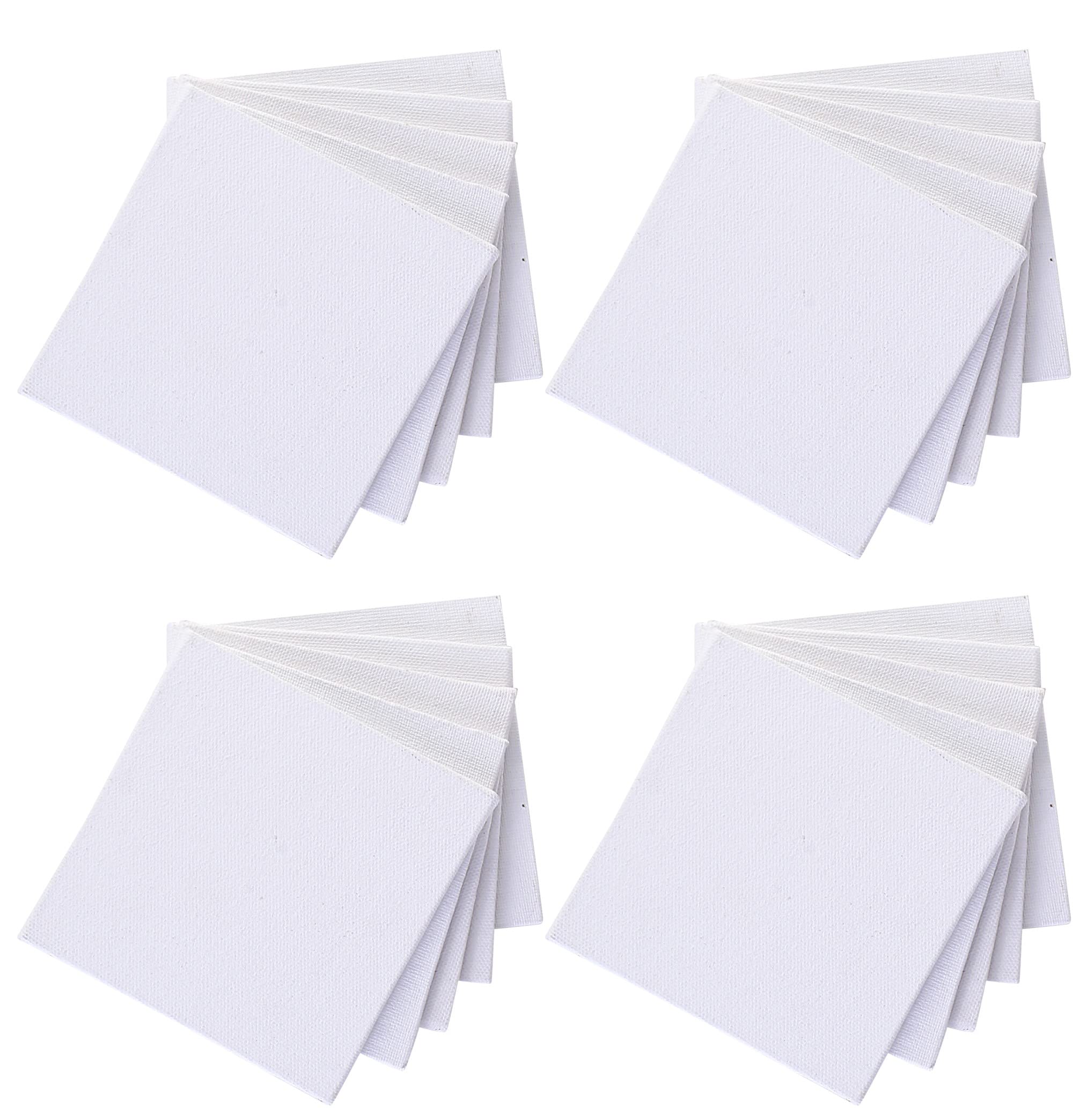 Amazon Brand – Umi Cotton Canvas Board Medium Grain 4 X 4 Inch with 4MM Board Backing - Pack of 20 - White