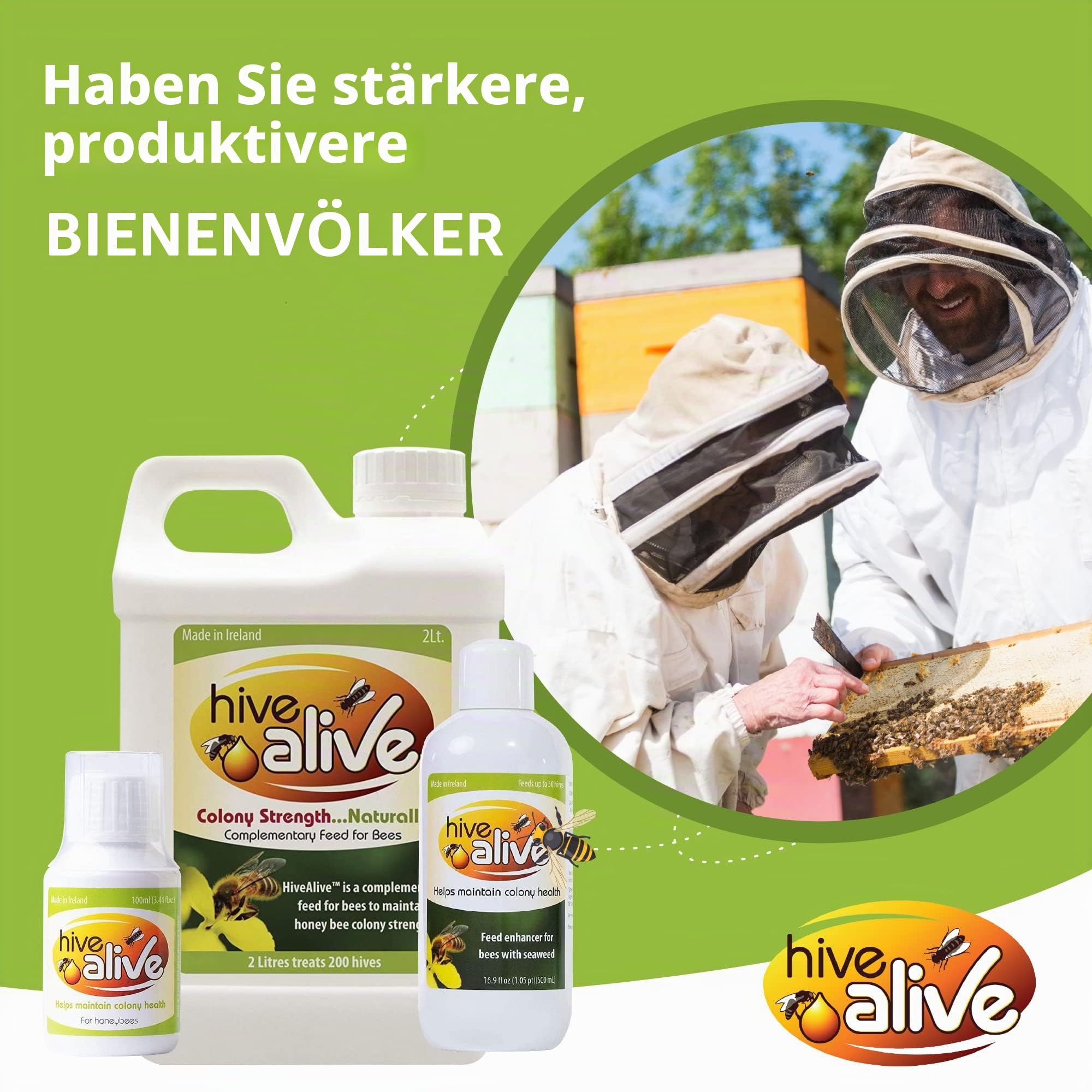 HIVE Alive Bienenfutter Zusatz - Natürliches Bienenfutter Flüssig - Bio Imker Zubehör - Herbst-Frühjahr - Senkt Wintersterblichkeit für Gesundheit Population & Honigproduktion - 100ml 10 Bienenstöcke