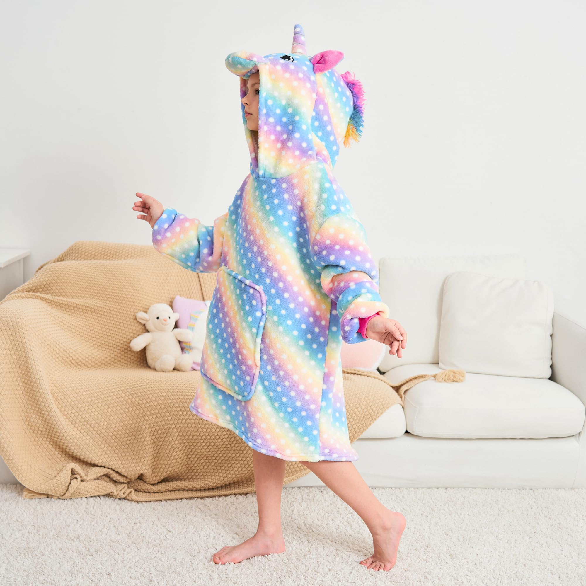Sudadera con Capucha de Unicornio para Niñas, Sudadera con Capucha de Gran Tamaño para Niños