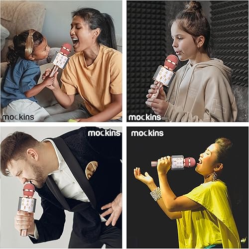 Miniatura 4 de Mockins Rose - Micrófono de karaoke inalámbrico con altavoz integrado, micrófonos inalámbricos compatibles con Bluetooth con iPhone y Android,