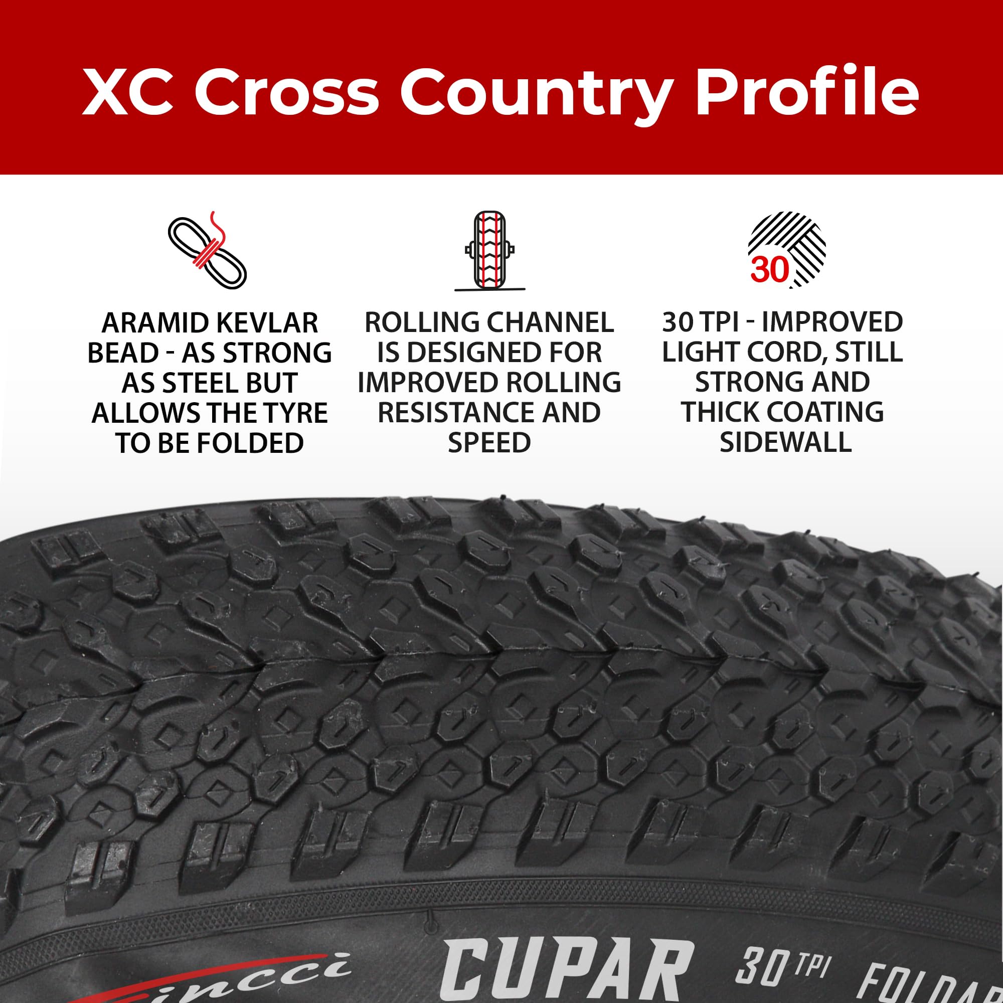 Lot De 2 Pneus De VTT Pliables De 26" 1,95" Avec Profil à Crampons Tout