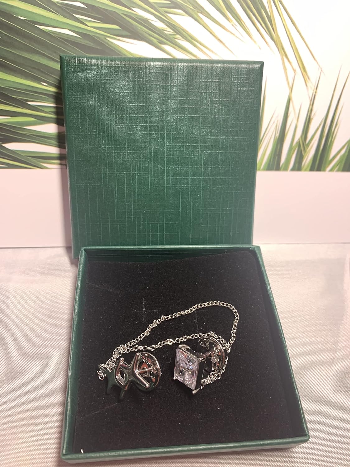 Silver alloy zircon star tassel chain brooch pin square accessory corsage anti-glare - Image 7