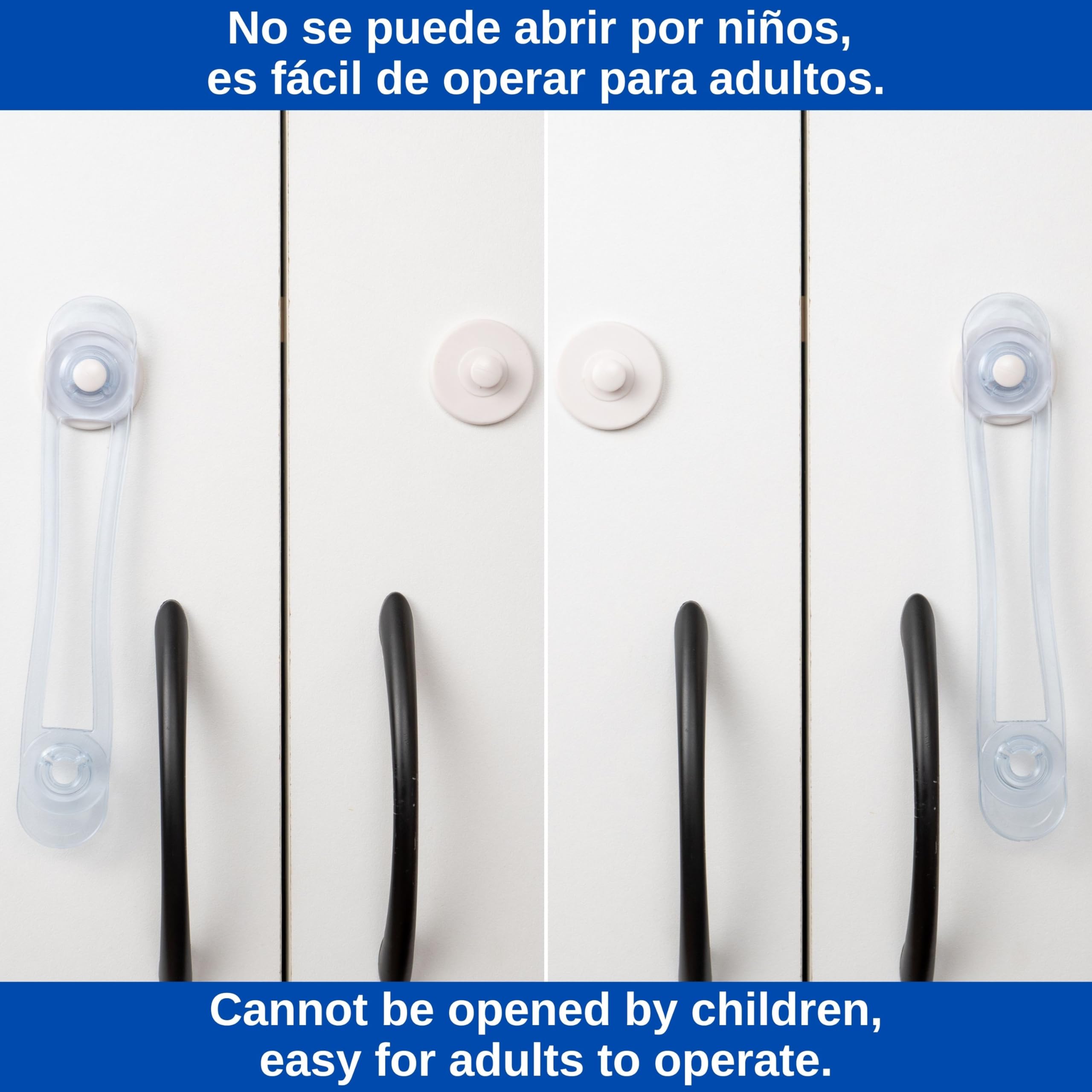 Cerraduras de Seguridad, 8 piezas, en Transparente, para niños y mascotas, con adhesivo especial, Cierres seguridad para Armarios, Cajones, Despensa, Horno, Nevera, Puerta, Protector Cajones Bebé