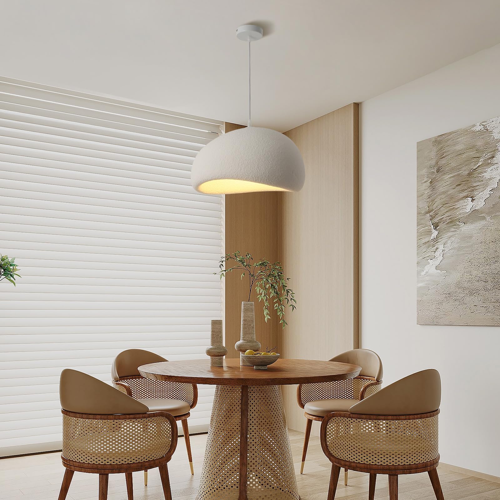 40cm moderne suspension E27 blanc Shell suspension pour restaurant Wabi Sabi plafonnier Japon Wabi Sabi style nid d'oiseau forme éclairage lampe île de cuisine lampe couloir salle à manger
