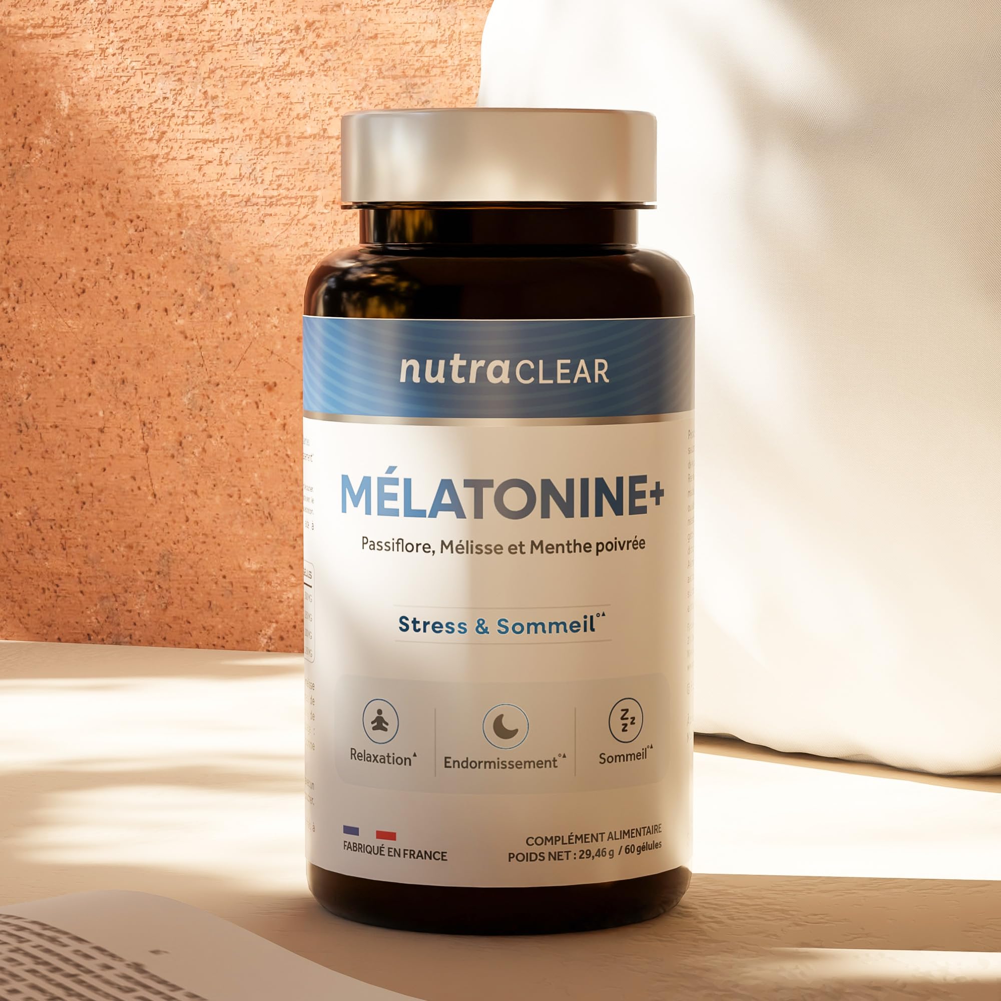 Cure de 3 mois Mélatonine + (3x60 Gélules) | Sommeil | 1,9mg de mélatonine + Passiflore, mélisse et menthe poivrée