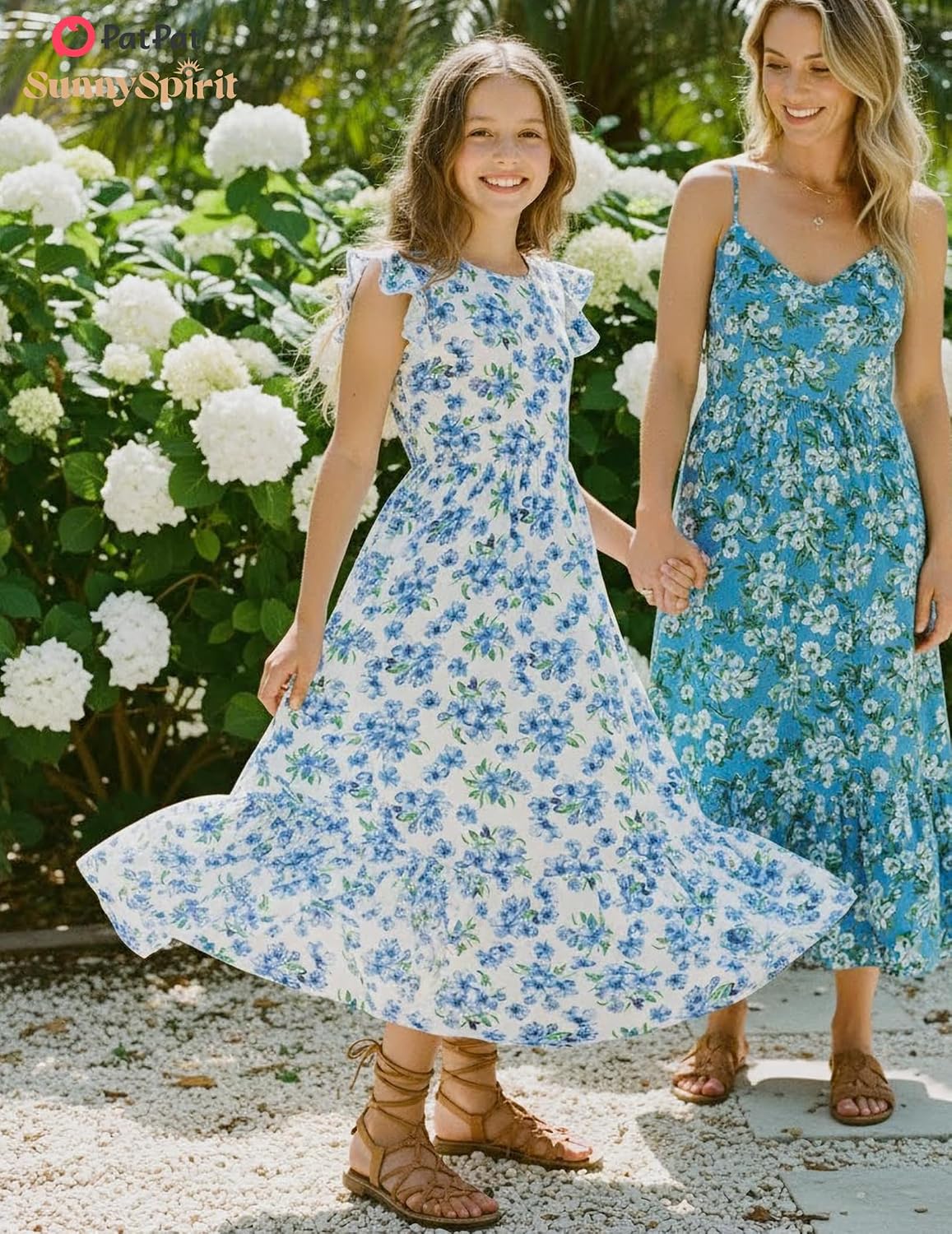 PATPAT Girls Summer Dress for Kids Maxi Tween Girl Teen Floral Casual Short Sleeve Long Dresses with Pockets 5-14 Years