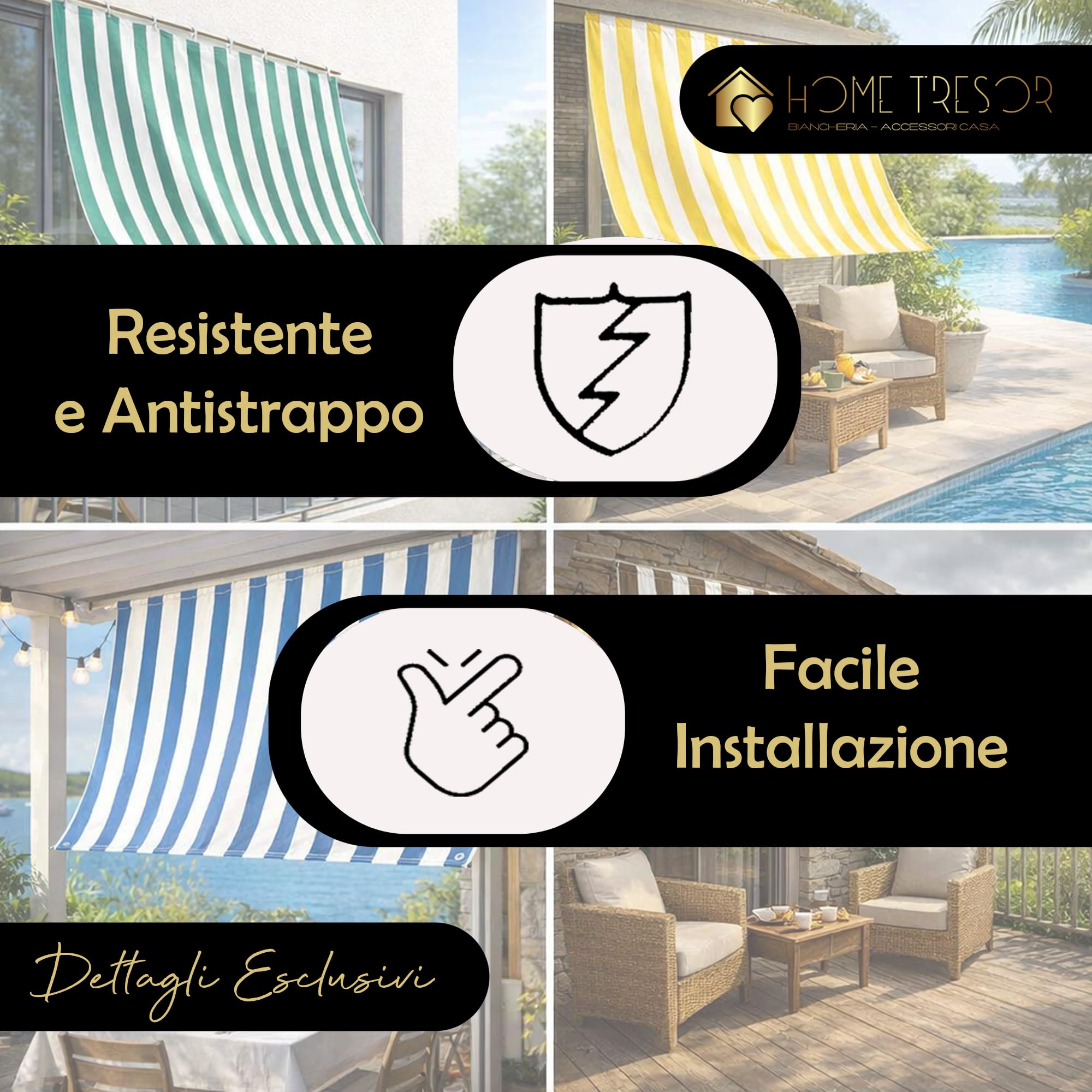 Tenda da Sole Tinta Unita Esterno Occhielli Metallo Telo Ombreggiante Caduta Balconi Resistente Lavabile Beige 140x250cm