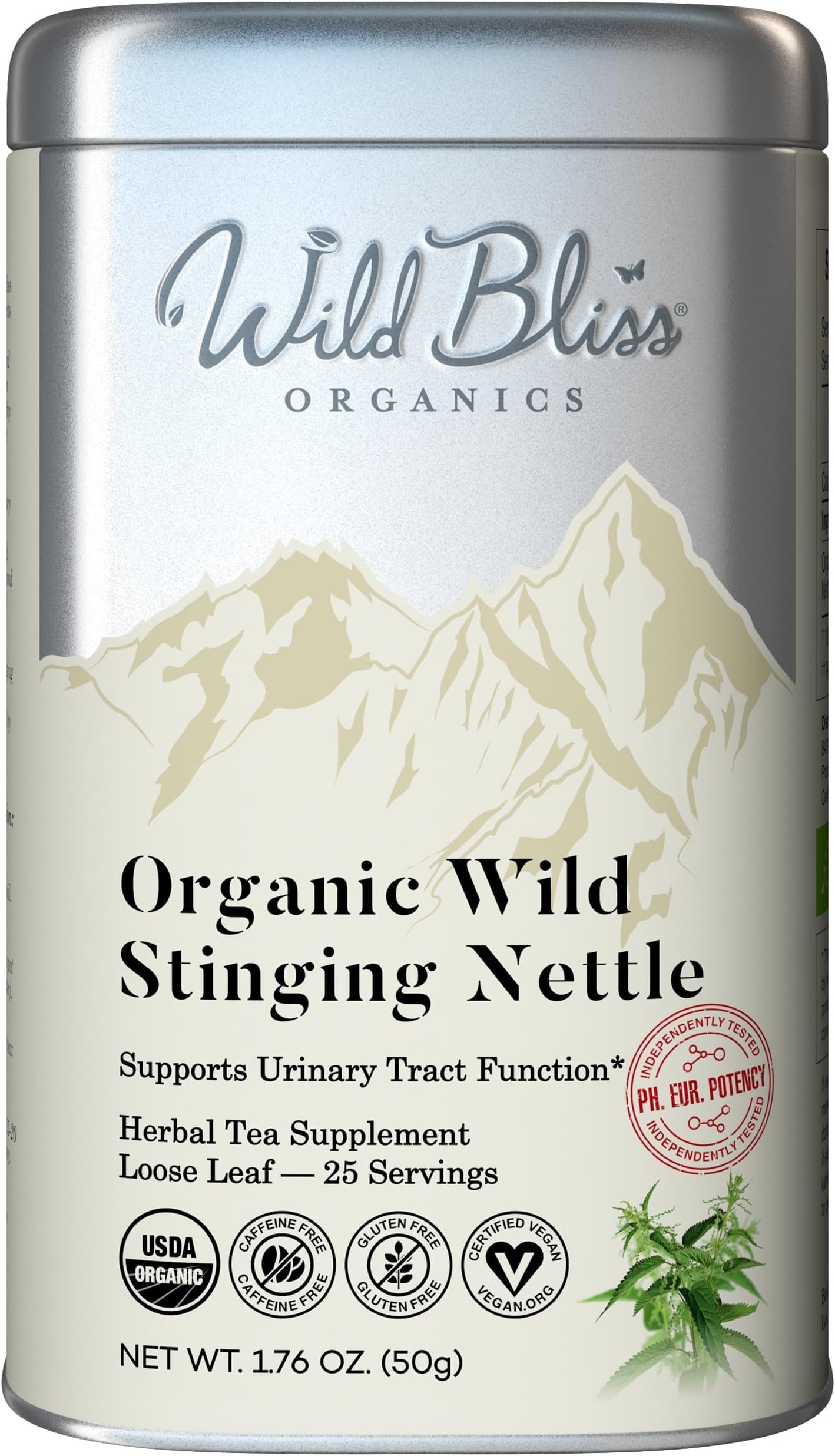 Stinging Nettle Tea - Organic Loose Leaf - Caffeine Free - Pharmacopoeia Grade Potency - 50mls (25 Servings)