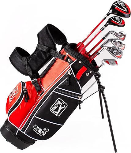 PGA Tour Juegos de palos de golf rojos para niños de la serie GS1 Juegos de golf para niños pequeños para alturas de 49 a 56 pulgadas Juegos