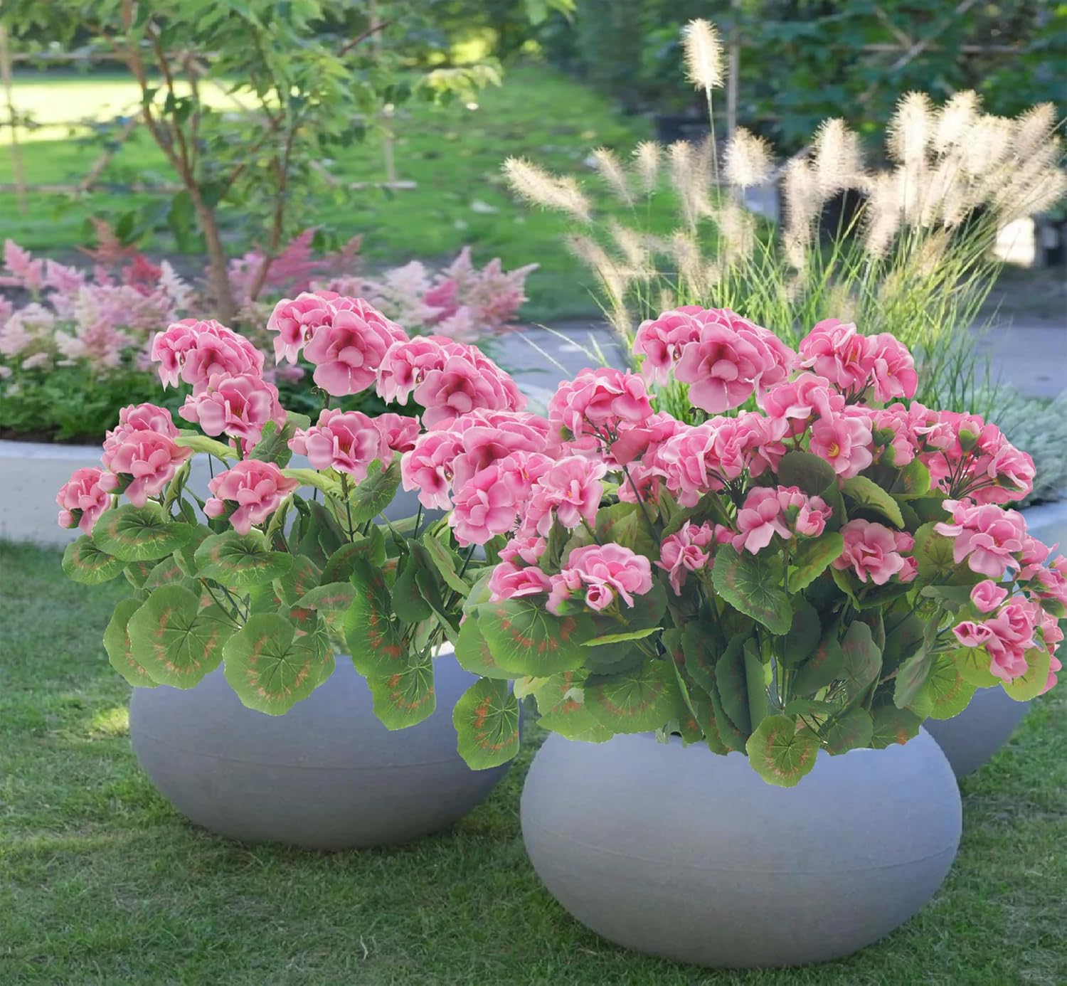 3Pcs Artificial Geraniums Flowers Silk Flowers Outdoor UV Resistant Bush Faux Flowers for Floral Home Decor Outdoor Indoor Garden Patio Grave Cemetary Vase Table Centerpiece(Purple Pink) - Image 5