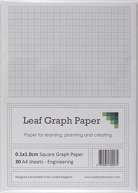 A4 Graph Paper 1mm 0.1cm Squared Engineering - 30 Loose-Leaf Sheets - Grey Grid