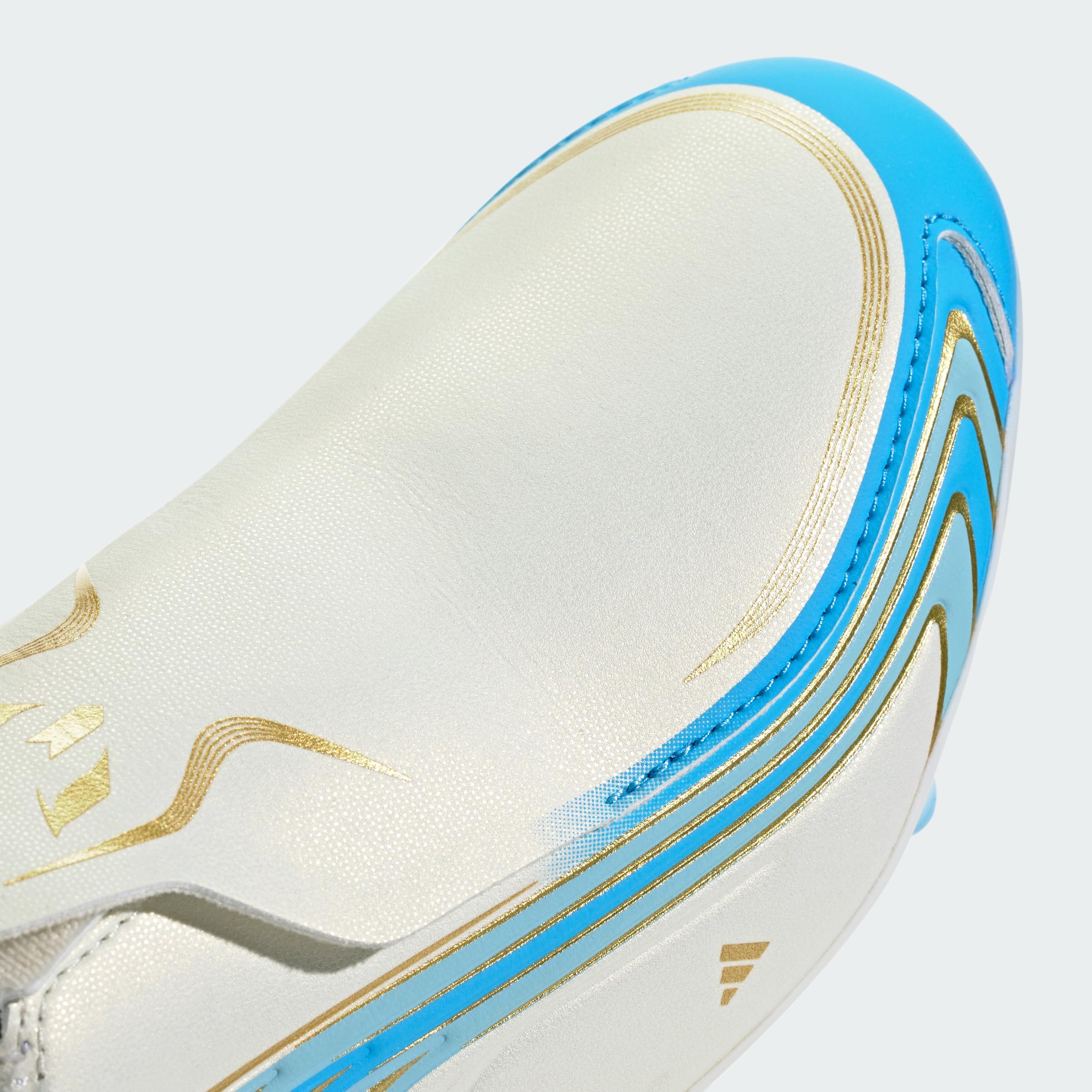 adidas Uniseks - dzieci F50 Messi League Laceless Firm Ground Football Boots Kids Shoes, ivory/semi blue burst/icey blue, 38 2/3 EU