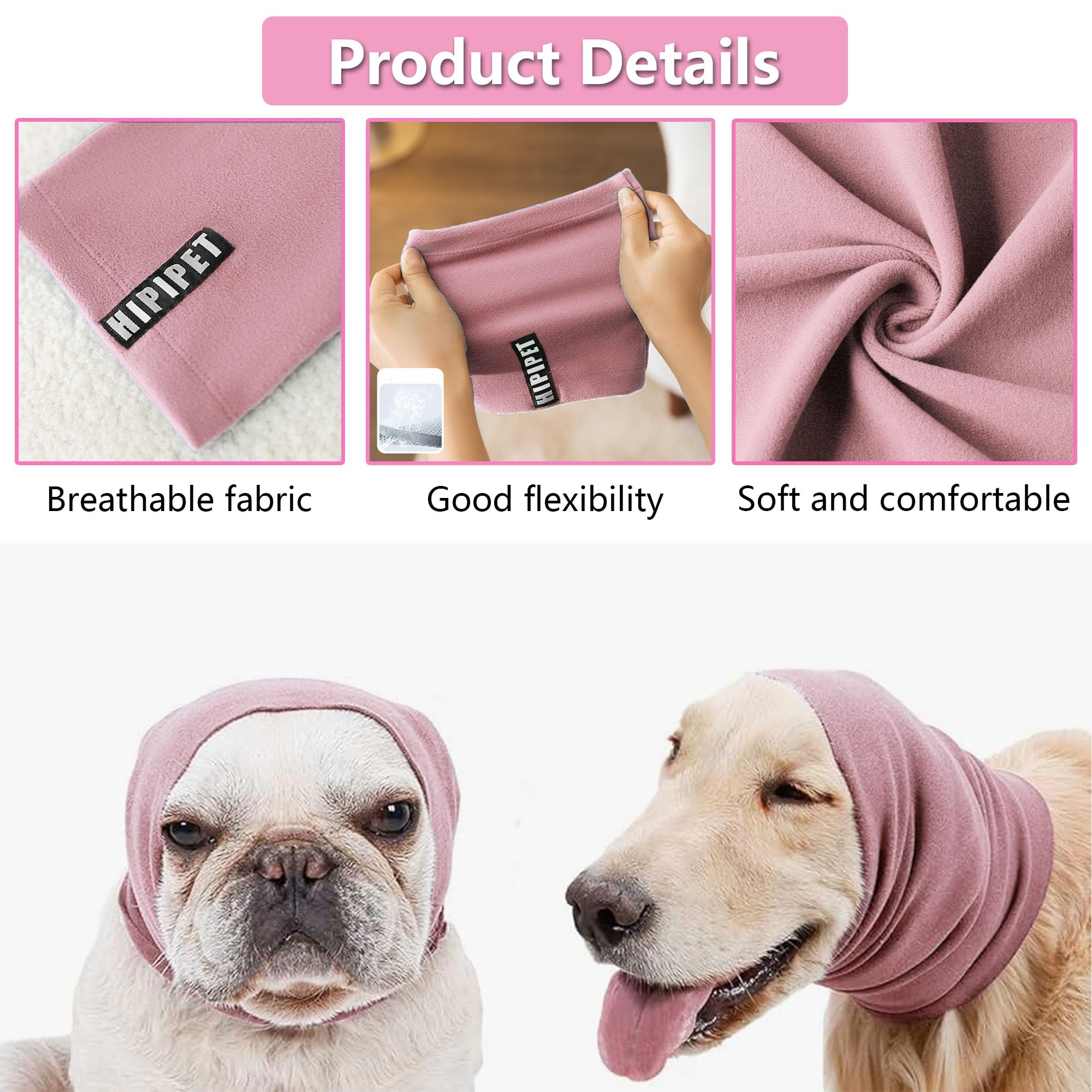 Cane Paraorecchie Calmi Pet Felpa Cappuccio Protezione Rumore Snood Ansia Sollievo Cani Rumore Ridotto Cani Scaldacollo Gatti Cappuccio Lenitivo (rosa, M)