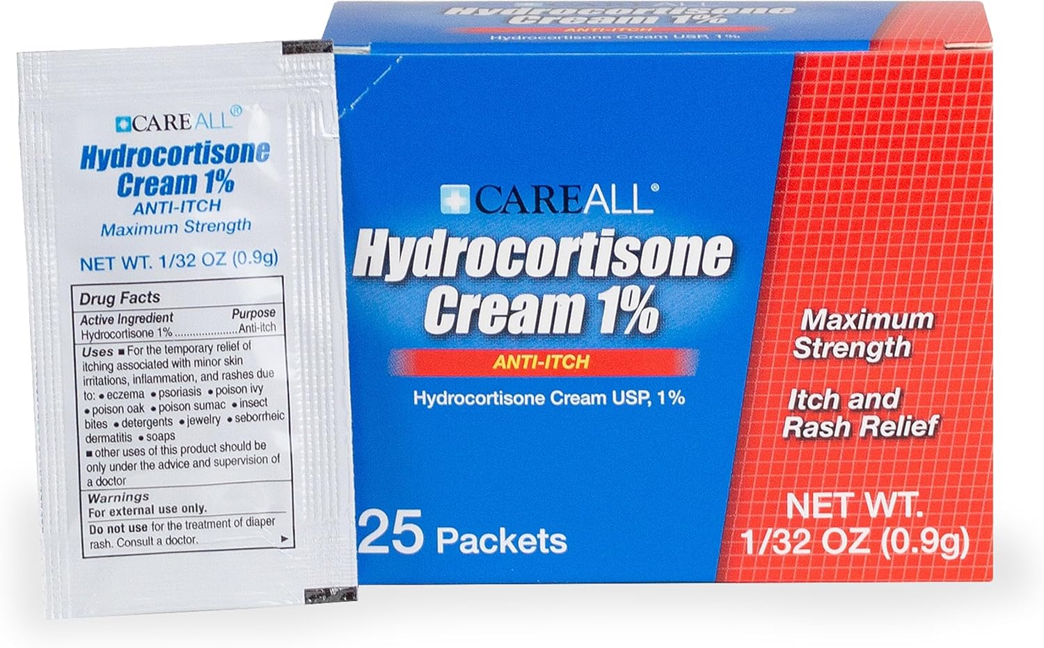 CareAll Hydrocortisone Cream 1 (25 Pack), 0.9gr Foil