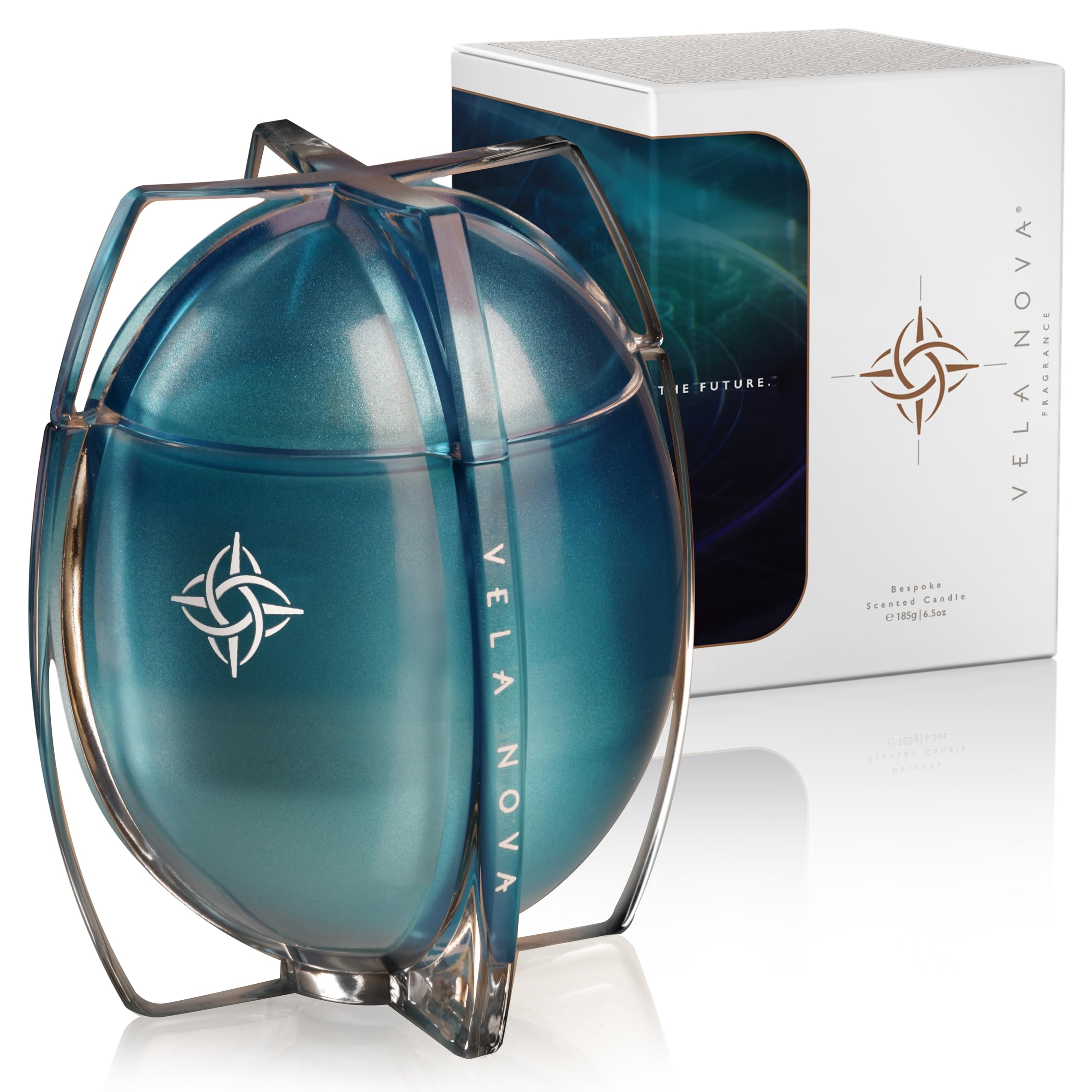 Vela NovaLuxury Scented Soy Candle | Made in America | Space Butterfly Mesmerizing Bespoke Fragrance | Handcrafted Reusable Glass Vessel | 45+ Hour Even Clean Burn | Includes Elegant Dome Lid