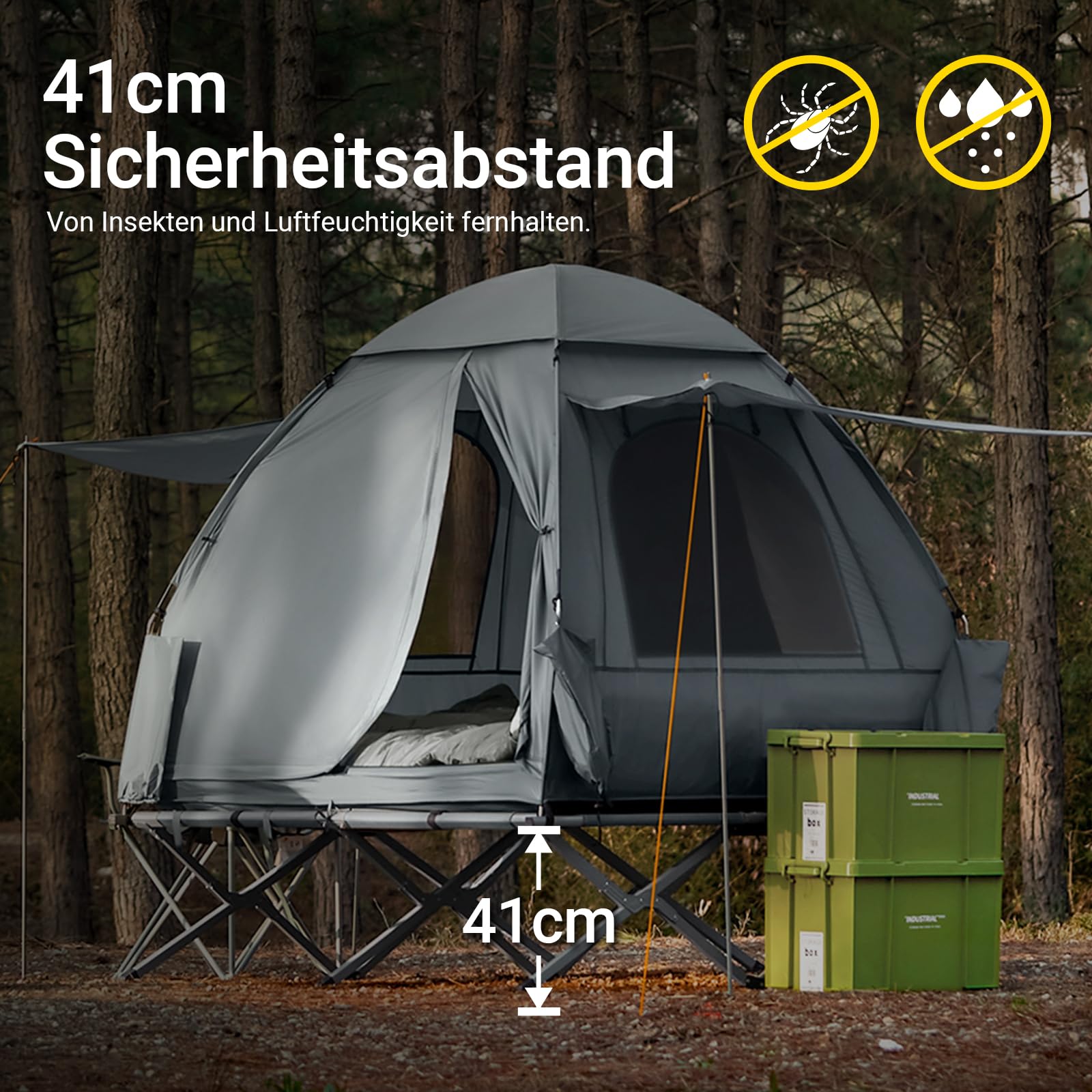 SoBuy Feldbett mit Zelt 7in1 Wurfzelt mit Luftpumpe, Rolltasche, Schlafsack, Wasserdichtes Campingbett Outdoor Campingliege Familienzelt Camping Tent