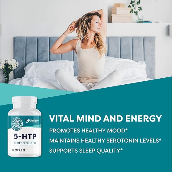 Vimergy 5-HTP Capsules Clean Formula Supporting a Healthy Mood, Better Sleep and May Enhance Serotonin Levels.* Kosher and Vegan. (60 ct.)
