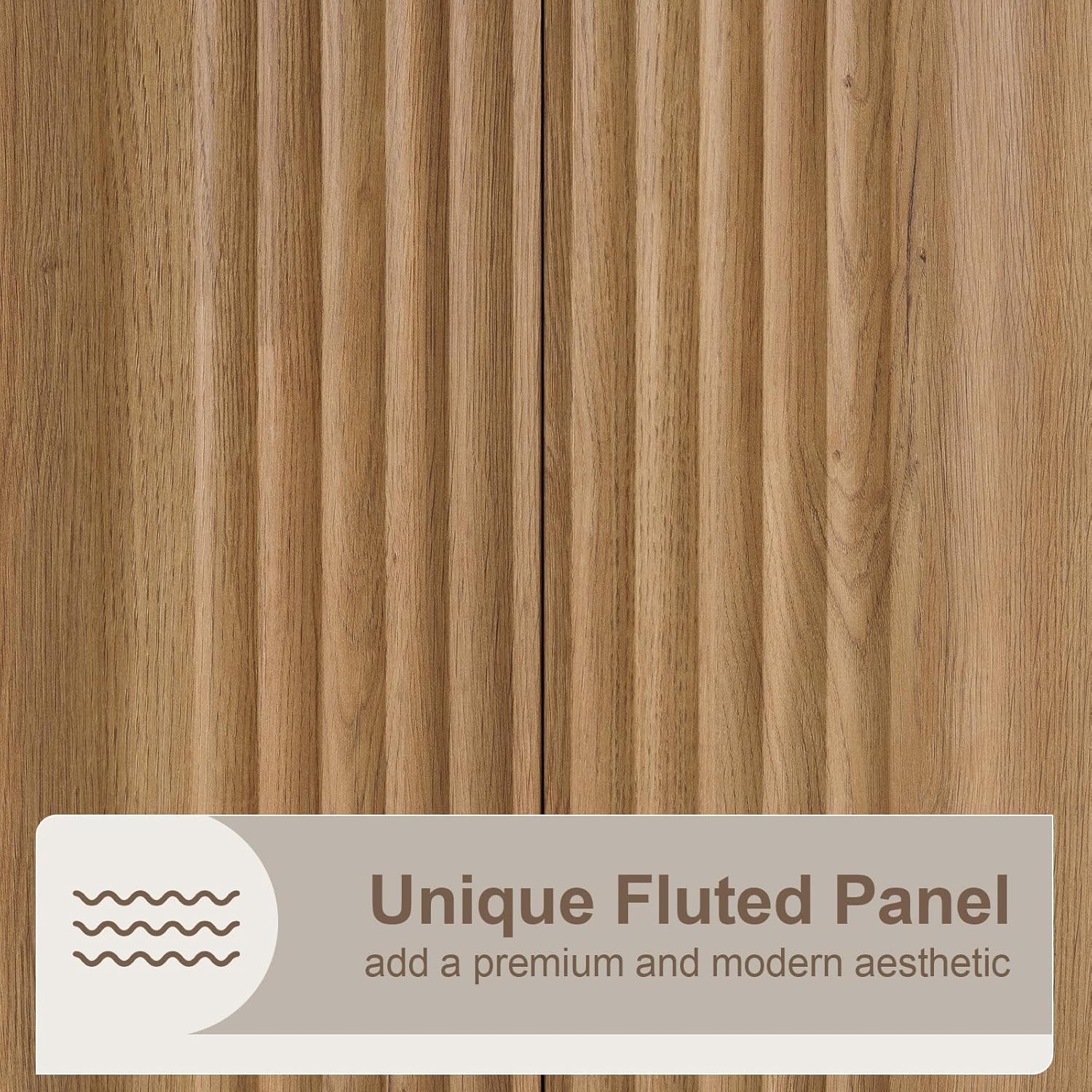 Yechen Buffet Cabinet with Storage, 55" Accent Sideboard Modern Credenza with Doors & Adjustable Shelves Fluted Media Console Wood Coffee Bar Table for Living Kitchen Dining Room