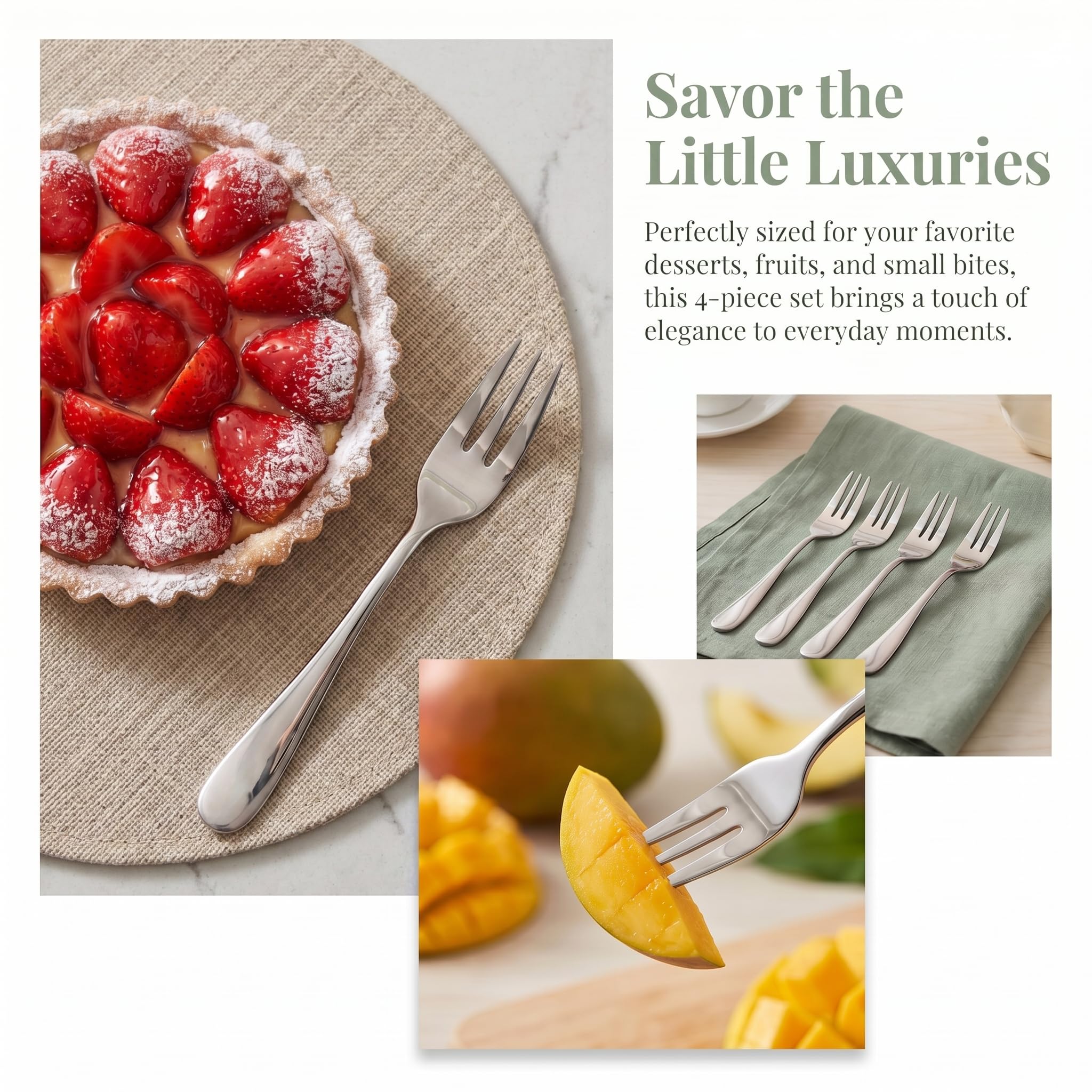 Dessert Forks Set of 4, 5.43" Stainless Steel Small Forks, Cake Pastry — Amazon image 3