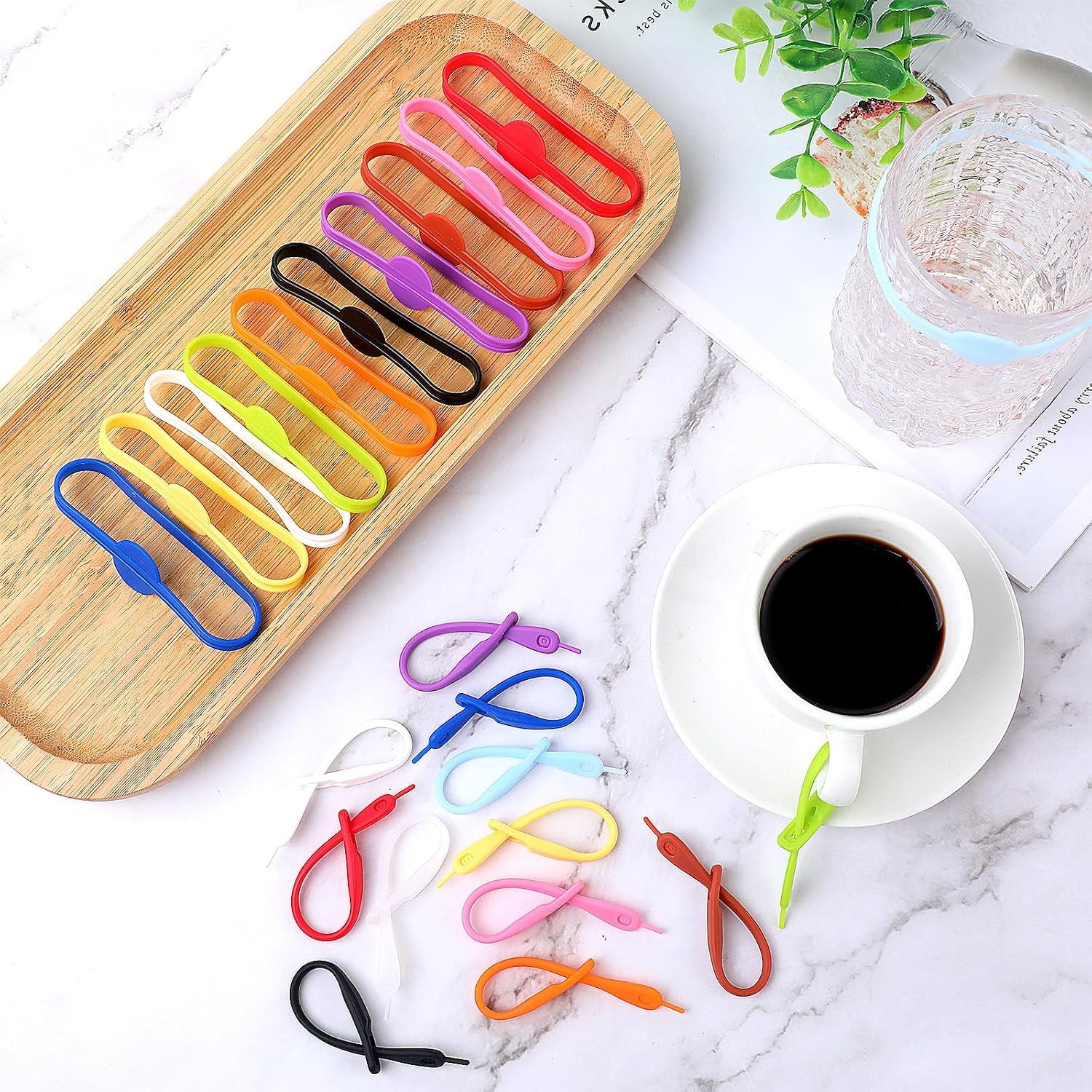 24 Pack Silicone Drink Marker Bands Stretchable Drink Markers Wine Glass Markers Bottle Strip Tag Cup Marker Party Drinking Labels for Glasses Cup, Beer Bottle, Mug, Jar, Cocktail Glass